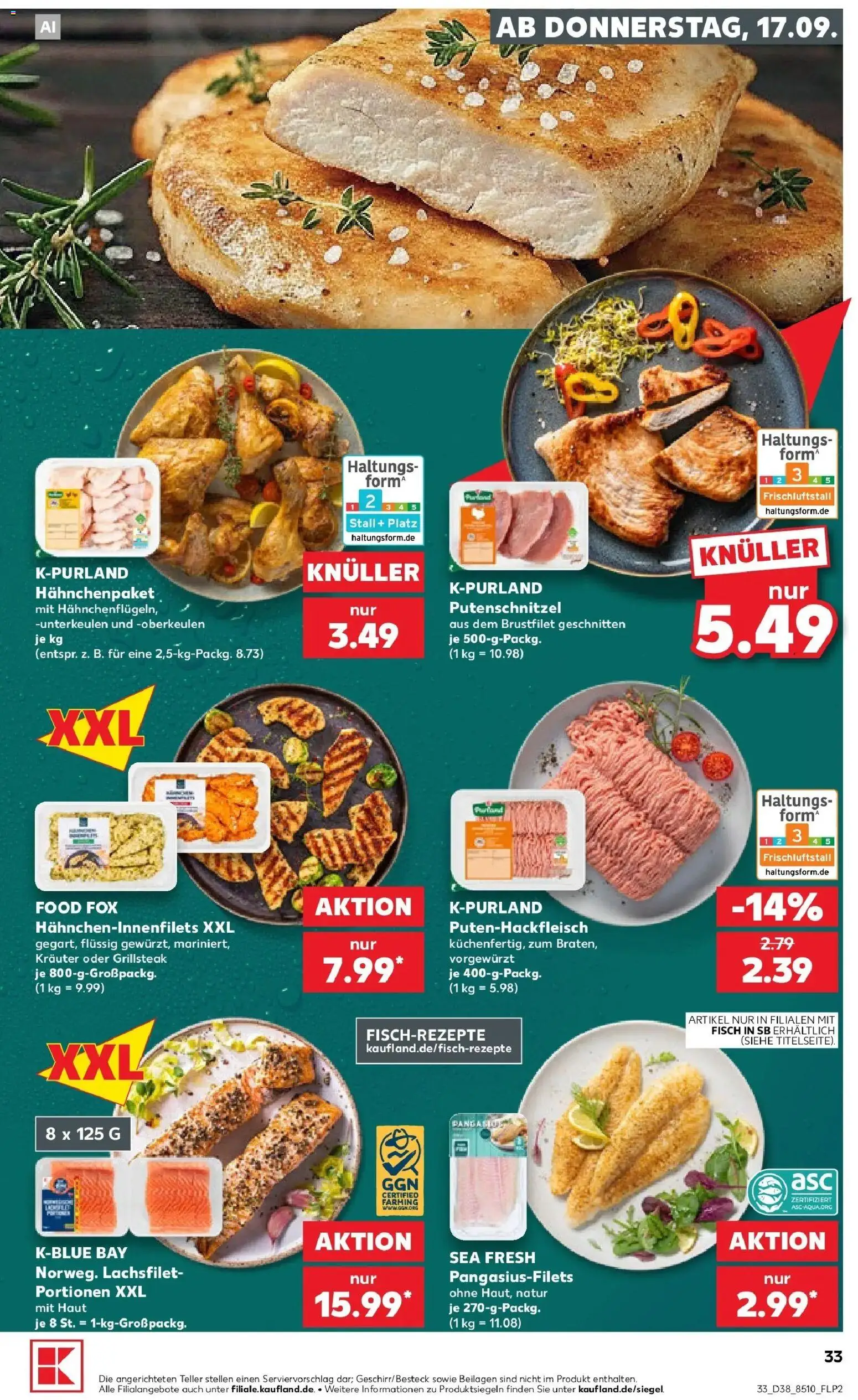 Prospekt Kaufland ab 14.09.2026 » Angebote Online zum Blättern | Seite: 45 | Produkte: Beilagen, Fisch, Putenschnitzel