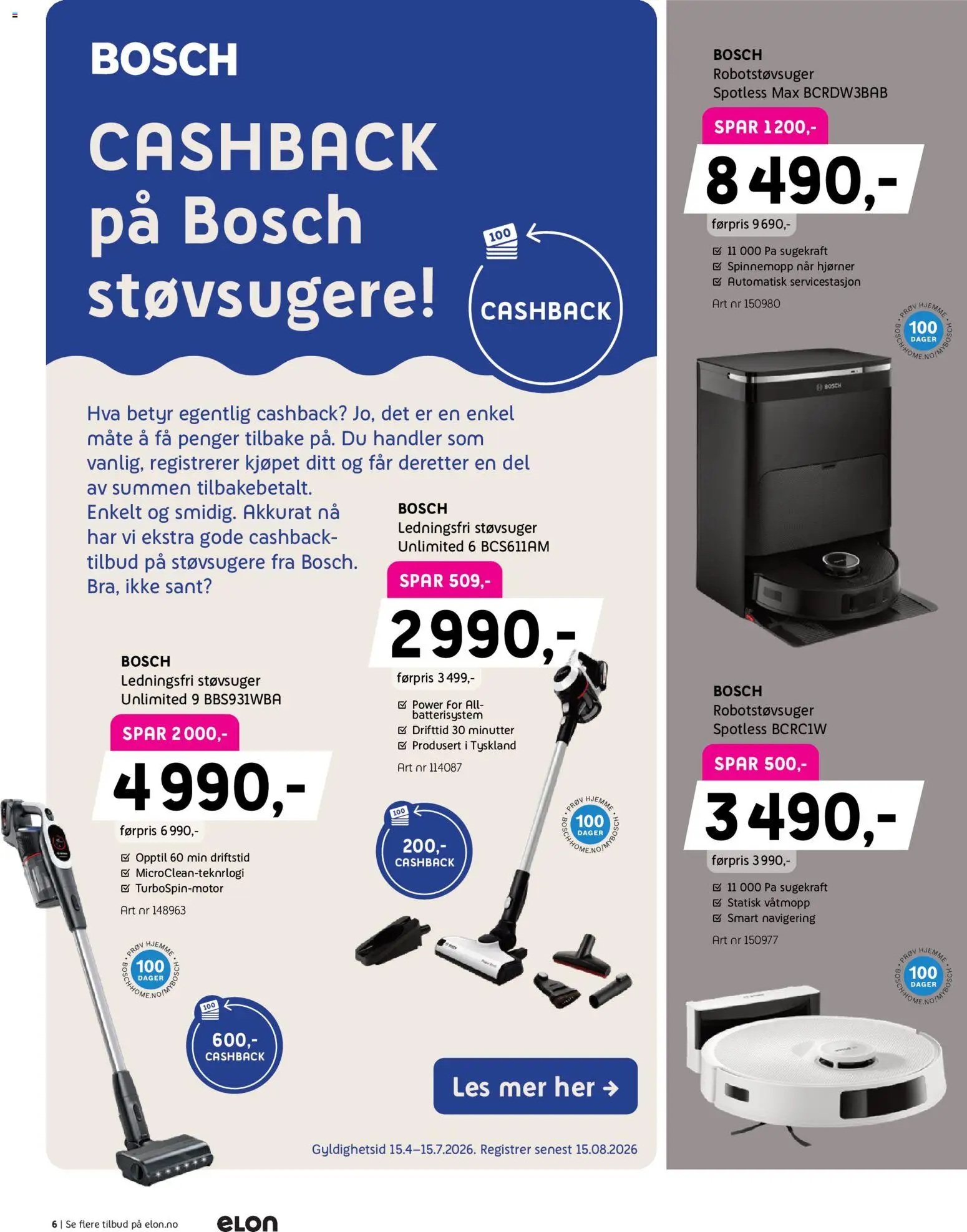 {H1} | Side: 6 | Produkter: Robotstøvsuger, Støvsuger