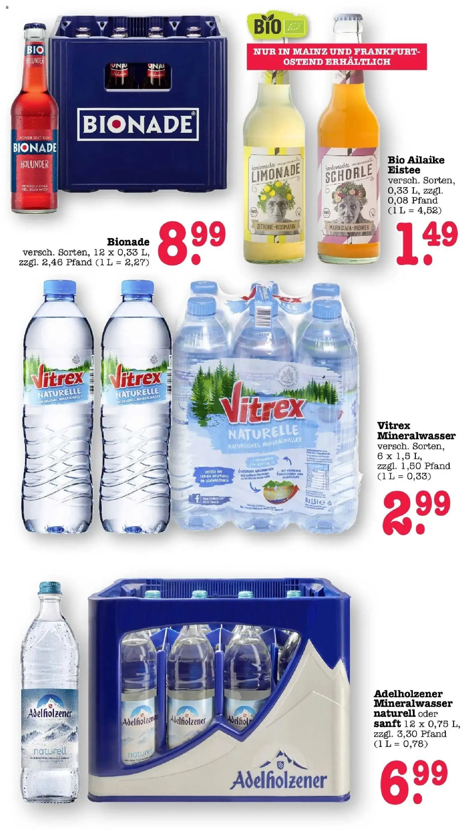 Edeka Prospekt Mainz-Weisenau – gültig ab 27.07.2026 | Seite: 45 | Produkte: Adelholzener, Limonade, Bionade, Mineralwasser