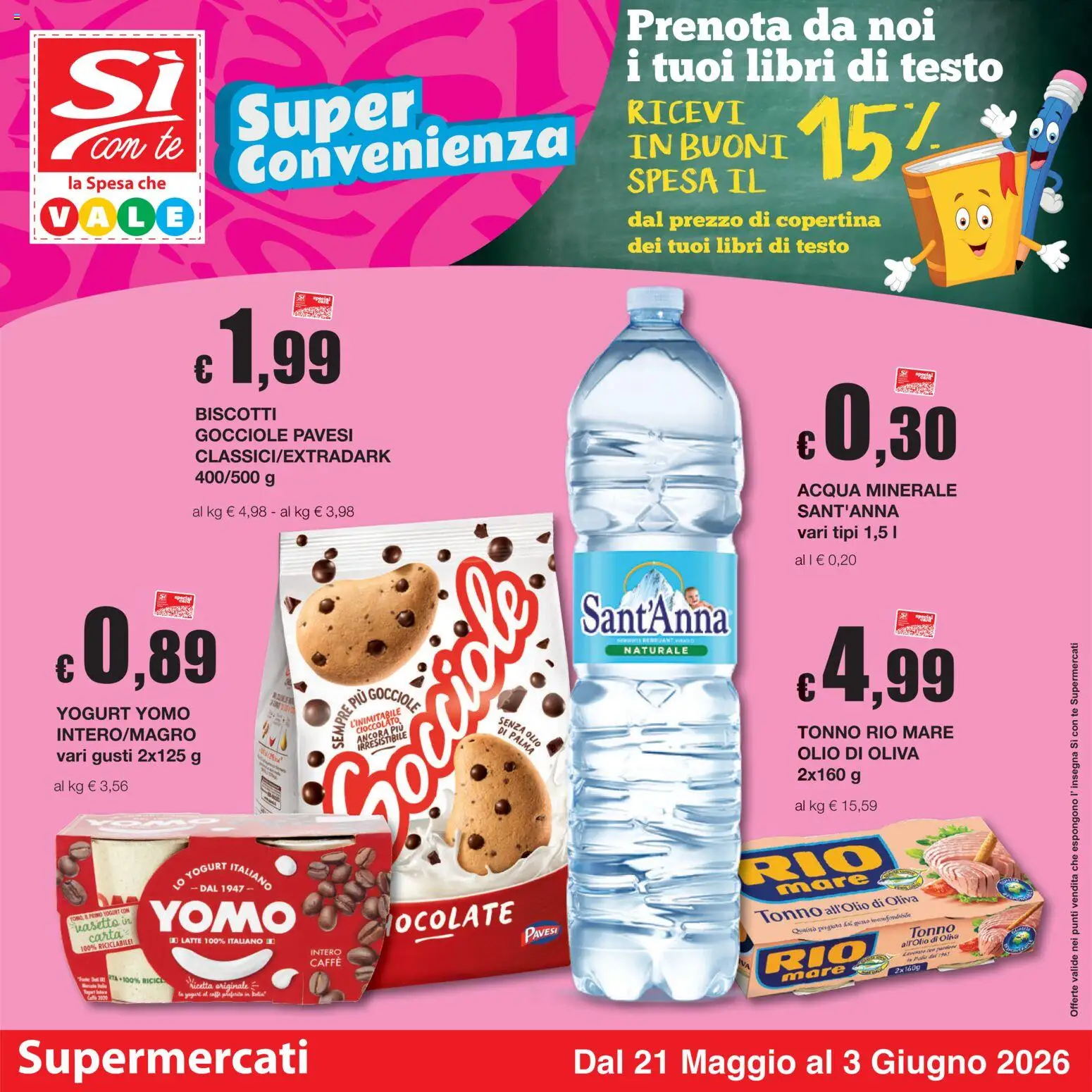 Volantino Sì con Te del 21.05.2026 | Pagina: 1 | Prodotti: Yogurt, Tè, Latte, Tonno