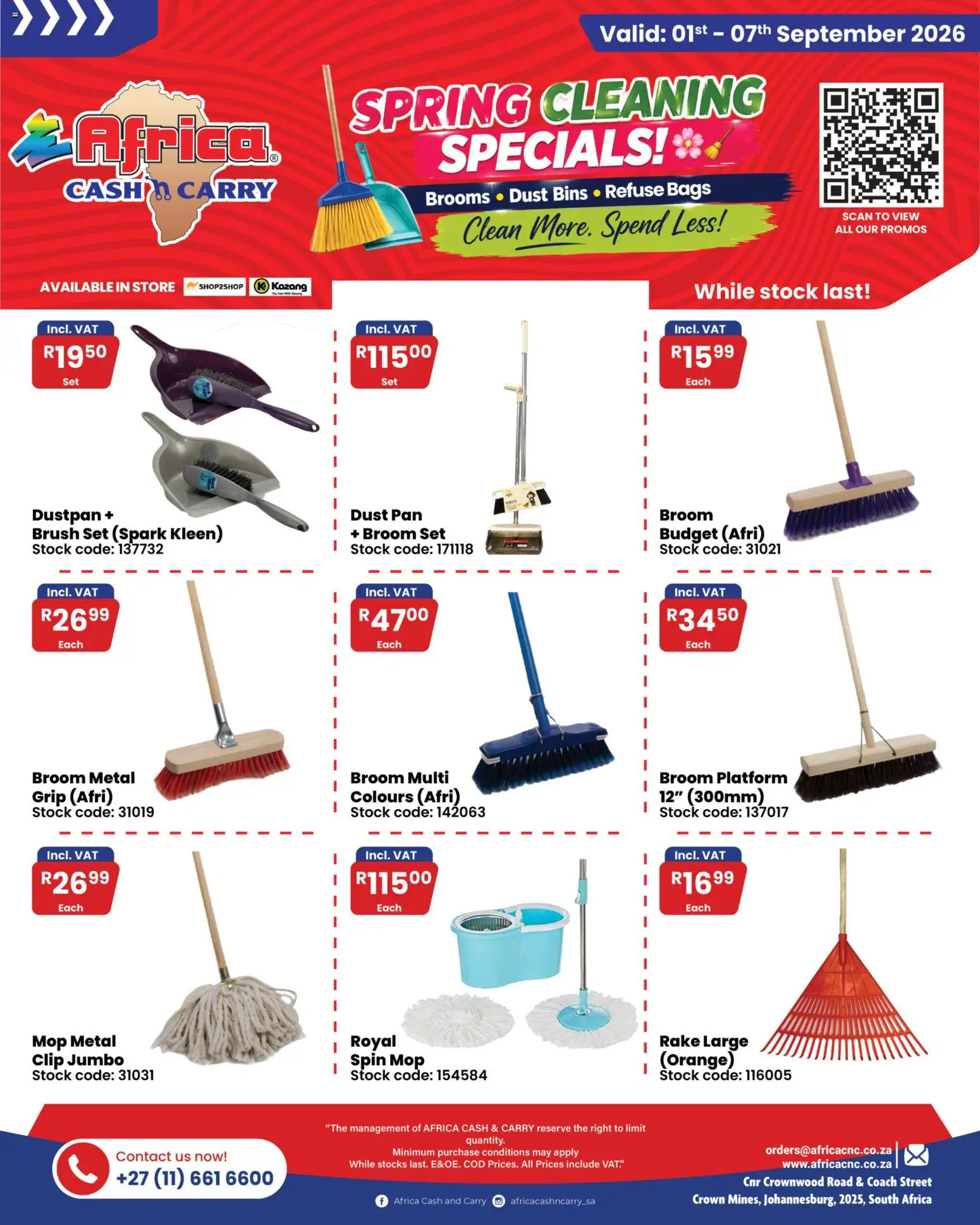 New Africa Cash & Carry catalogue – valid from 01/08/2026 | Page: 2 | Products: Broom, Mop, Brush, Stock