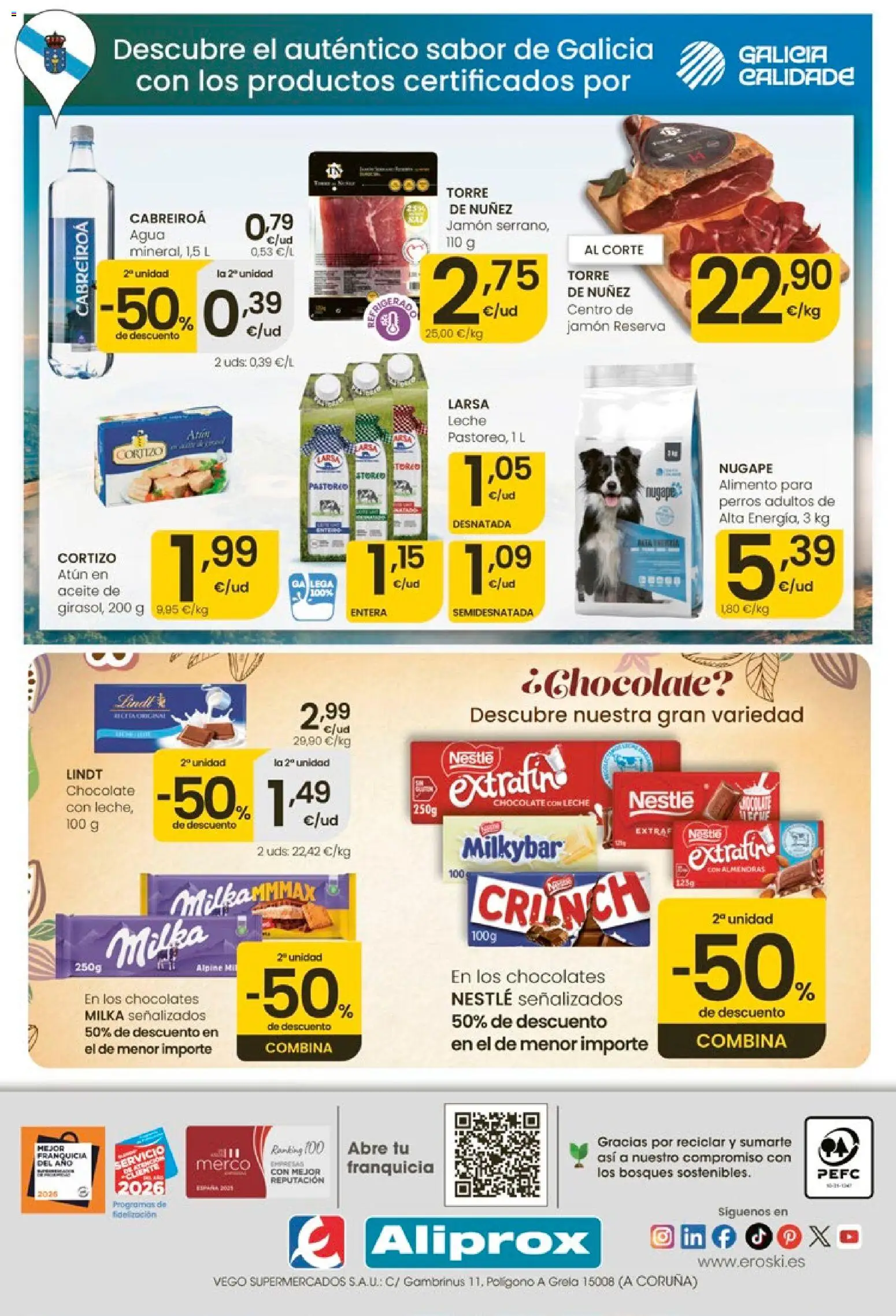 Eroski Quieres ahorrar conmigo │ válido desde el 14.05.2026 | Página: 8 | Productos: Leche, Aceite, Chocolate, Jamón