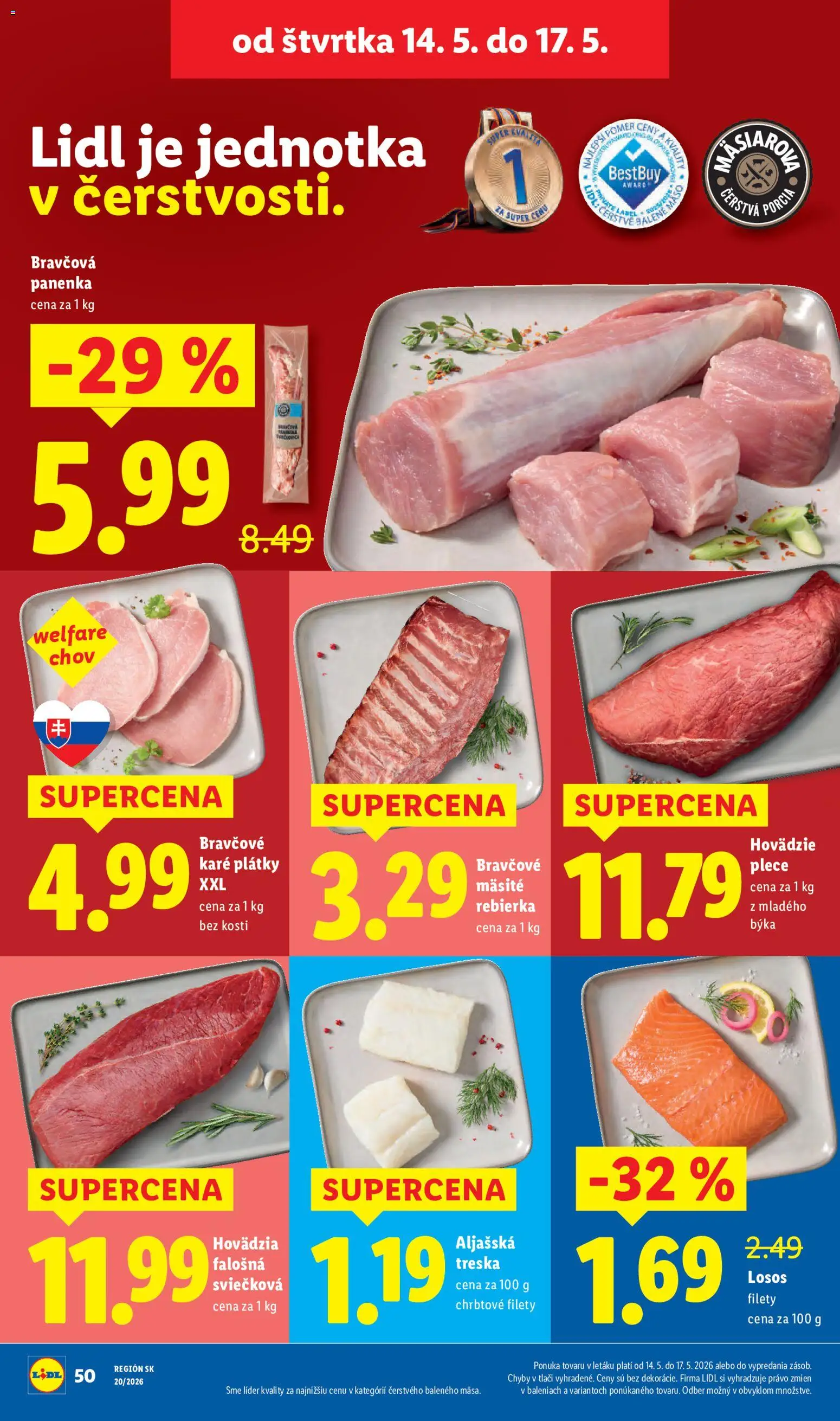 Nové Lidl akcie – leták je platný od 11.05.2026 | Strana: 54 | Produkty: Bravčová panenka, Losos, Treska, Bravčové karé