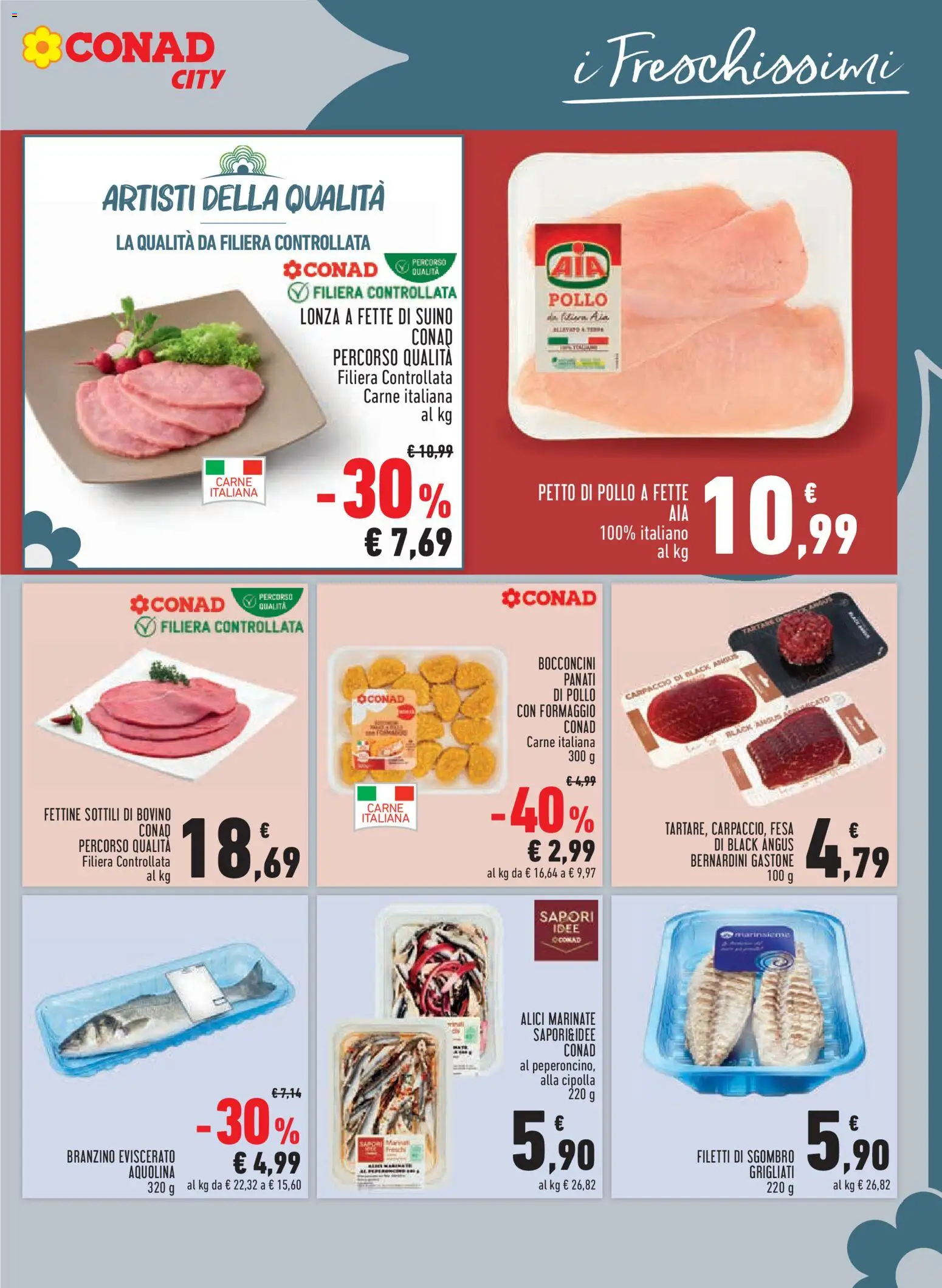 Volantino Conad del 16/07/2026 | Pagina: 9 | Prodotti: Bovino, Pollo, Formaggio, Alici