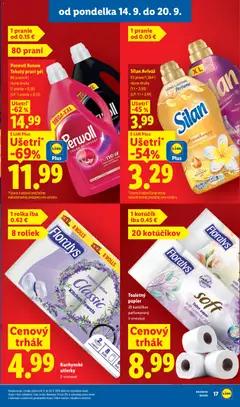 Lidl leták platný od 14.09.2026 | Strana: 23 | Produkty: Prací gél, Toaletný papier, Aviváž, Kuchynské utierky