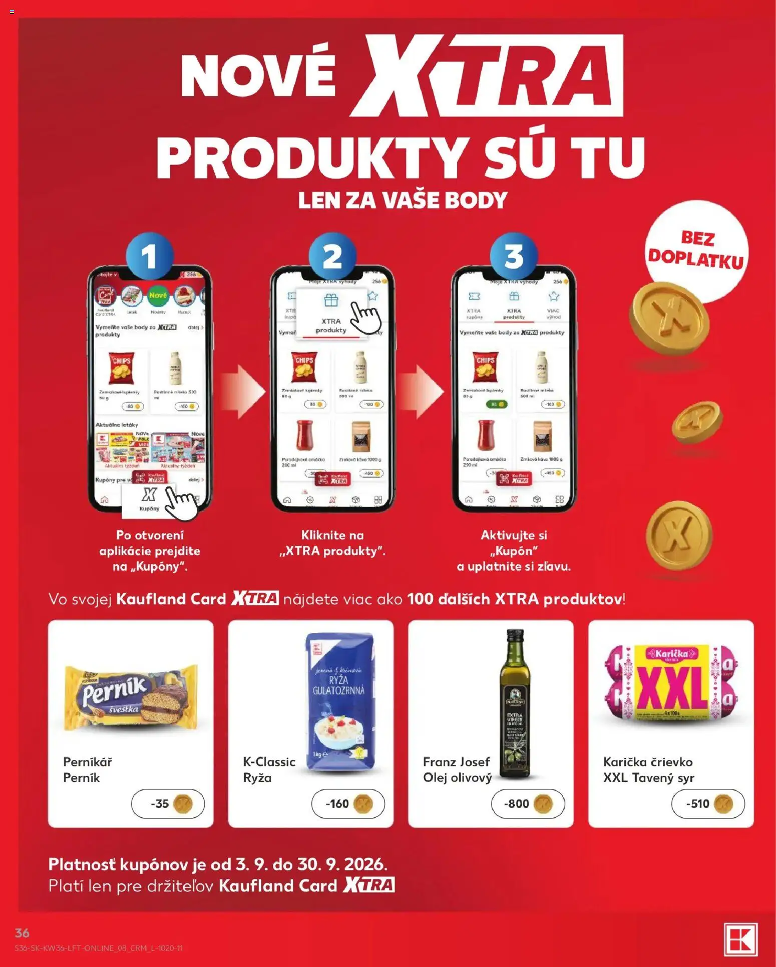 Nové Kaufland akcie – leták je platný od 03.09.2026 | Strana: 36 | Produkty: Syr, Olej, Ryža, Tavený syr