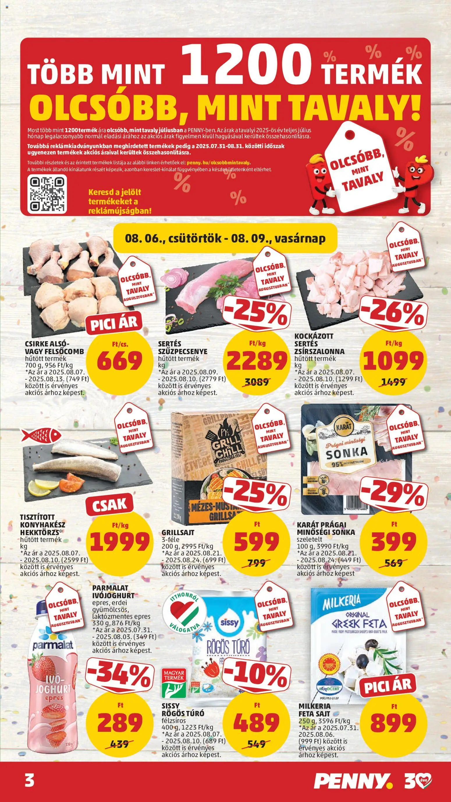 PENNY akciós ujság - amely érvényes a következő dátumtól: 2026.08.06. | Oldal: 3 | Termékek: Grill, Laktózmentes, Sonka, Joghurt