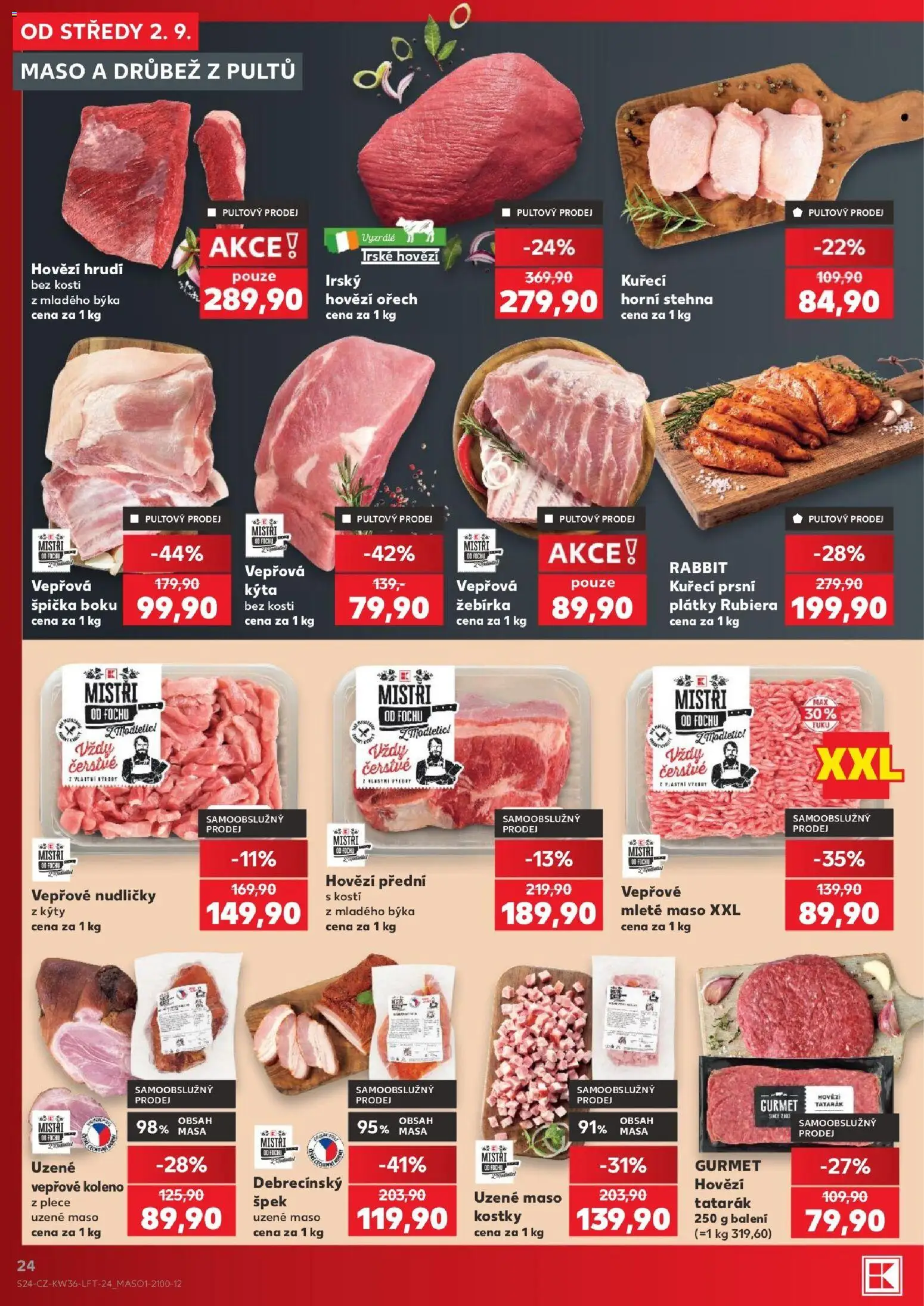 Kaufland leták - Chomutov od 02.09.2026 | Strana: 24 | Produkty: Koleno, Hovězí kostky, Kýta bez kosti, Mleté maso