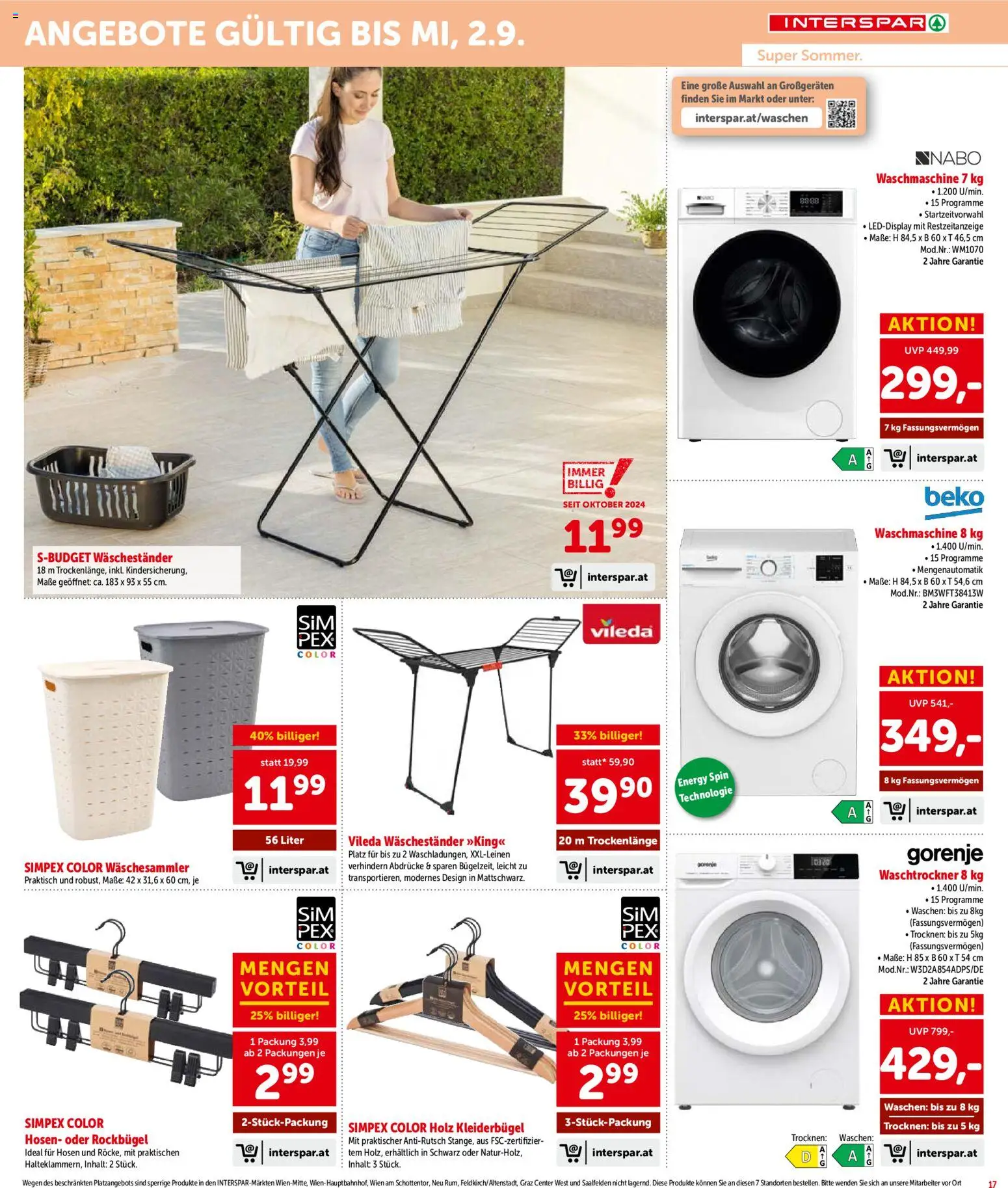 Interspar - Flugblatt gültig ab 13.08.2026 | Seite: 17 | Produkte: Waschmaschine, Kleiderbügel