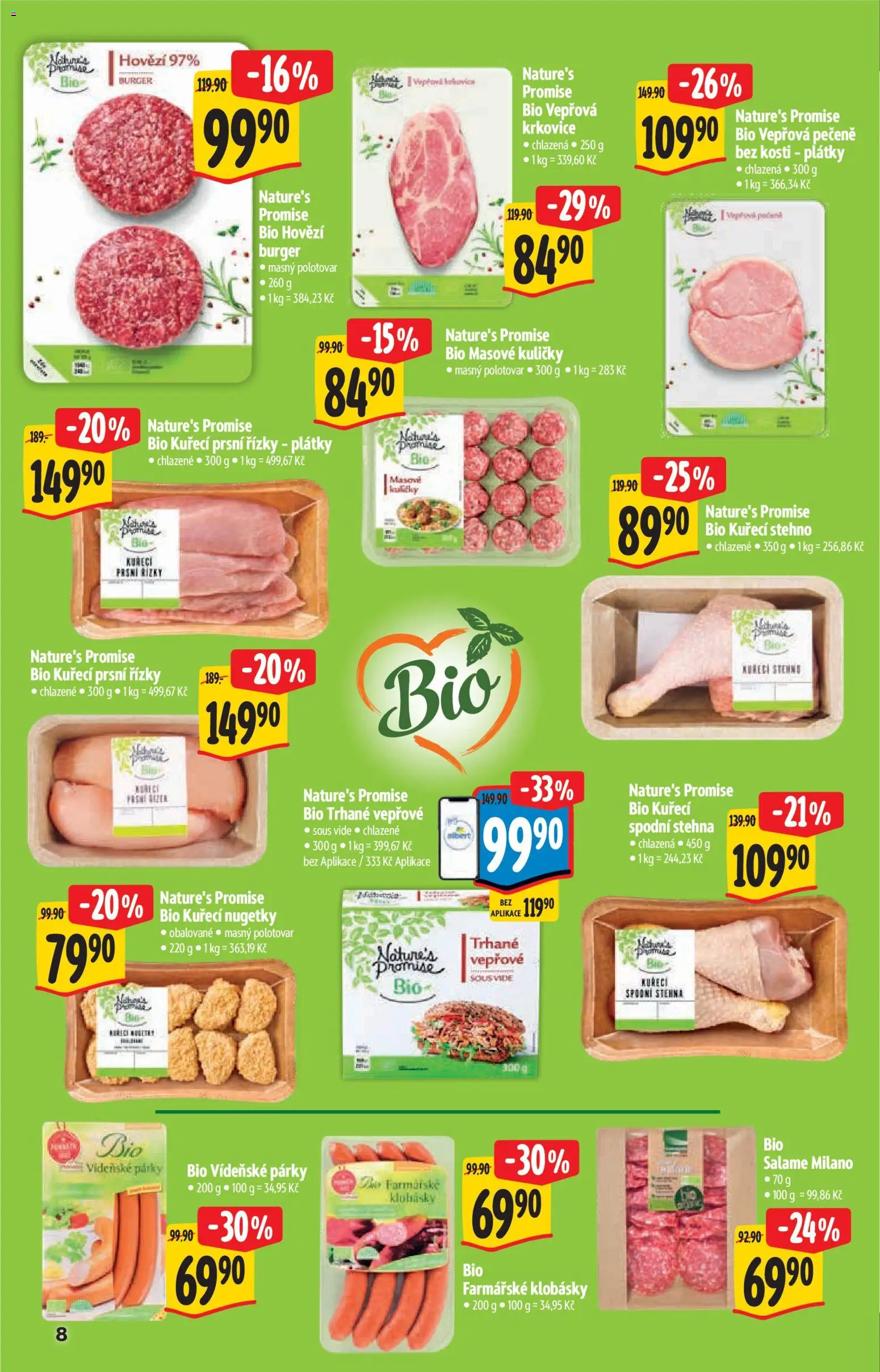 Albert katalog - Supermarket - Bio od 02.09.2026 | Strana: 8 | Produkty: Burger, Hovězí, Trhané vepřové, Krkovice