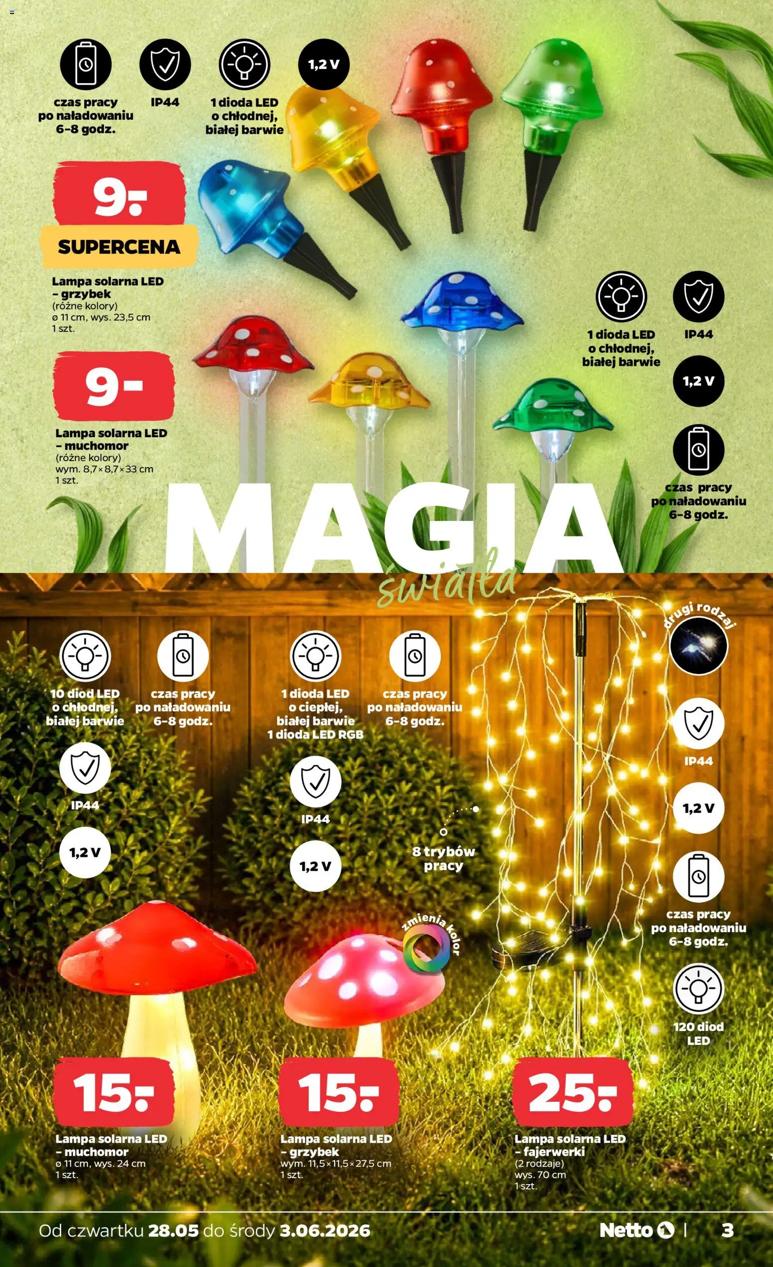 Netto gazetka od czwartku NonFood od 28.05.2026 | Strona: 3 | Produkty: Lampa solarna, Fajerwerki, Lampa