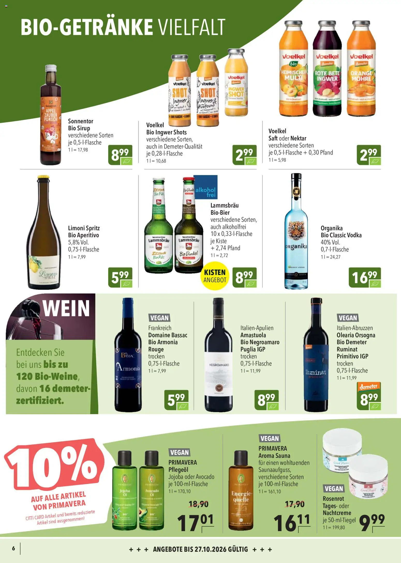 CITTI Markt Bio-Produkte – gültig ab 14.10.2026 | Seite: 6 | Produkte: Pils, Avocado, Alkohol, Nachtcreme