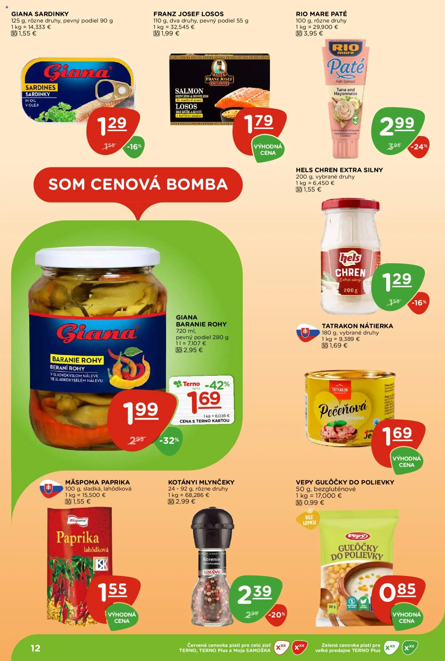 Nové Terno akcie – leták je platný od 25.06.2026 | Strana: 12 | Produkty: Olej, Rio Mare, Losos, Korenie
