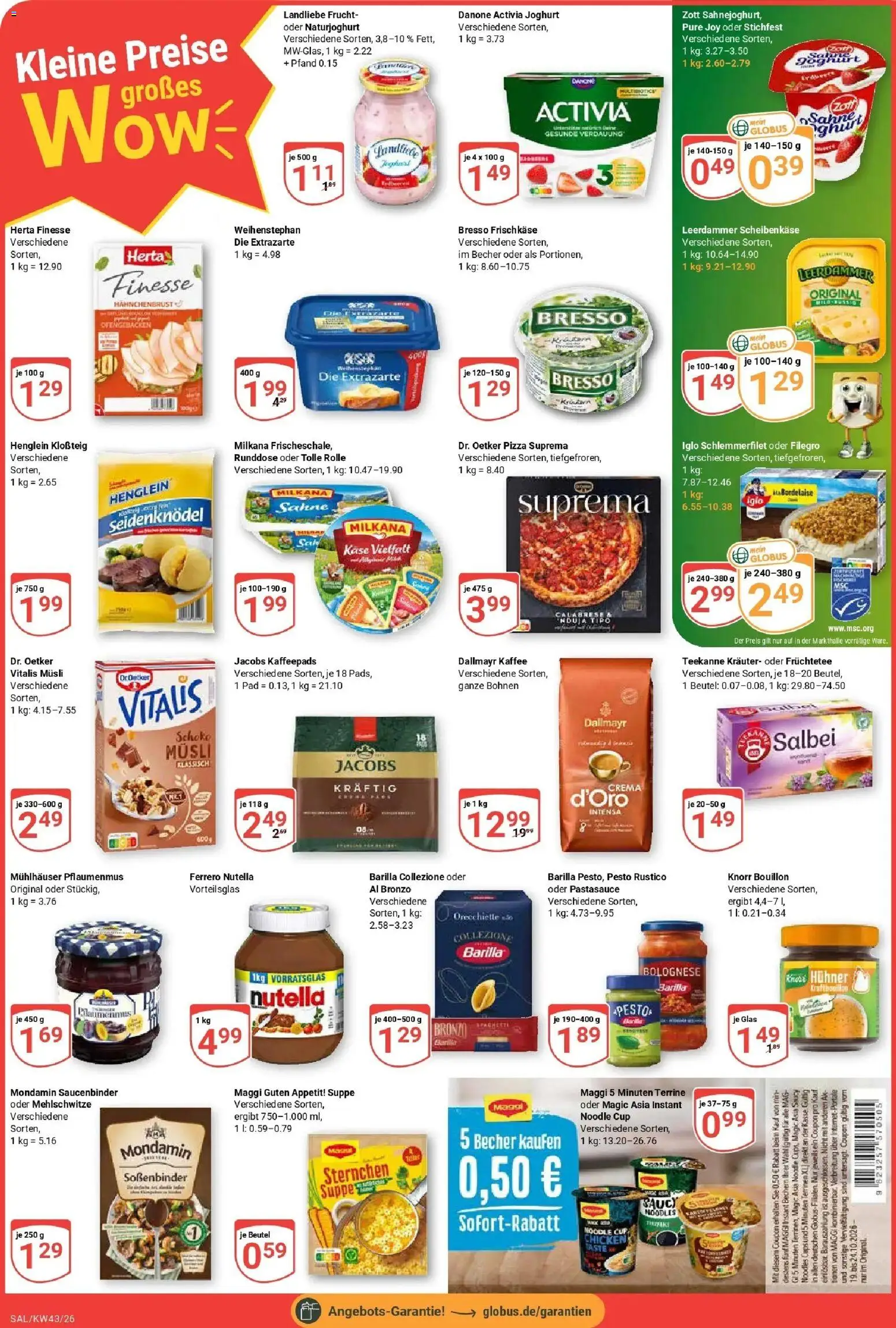 Globus Prospekt Saarlouis (ab 19.10.2026) » Angebote online | Seite: 2 | Produkte: Käse, Joghurt, Knorr, Iglo schlemmerfilet