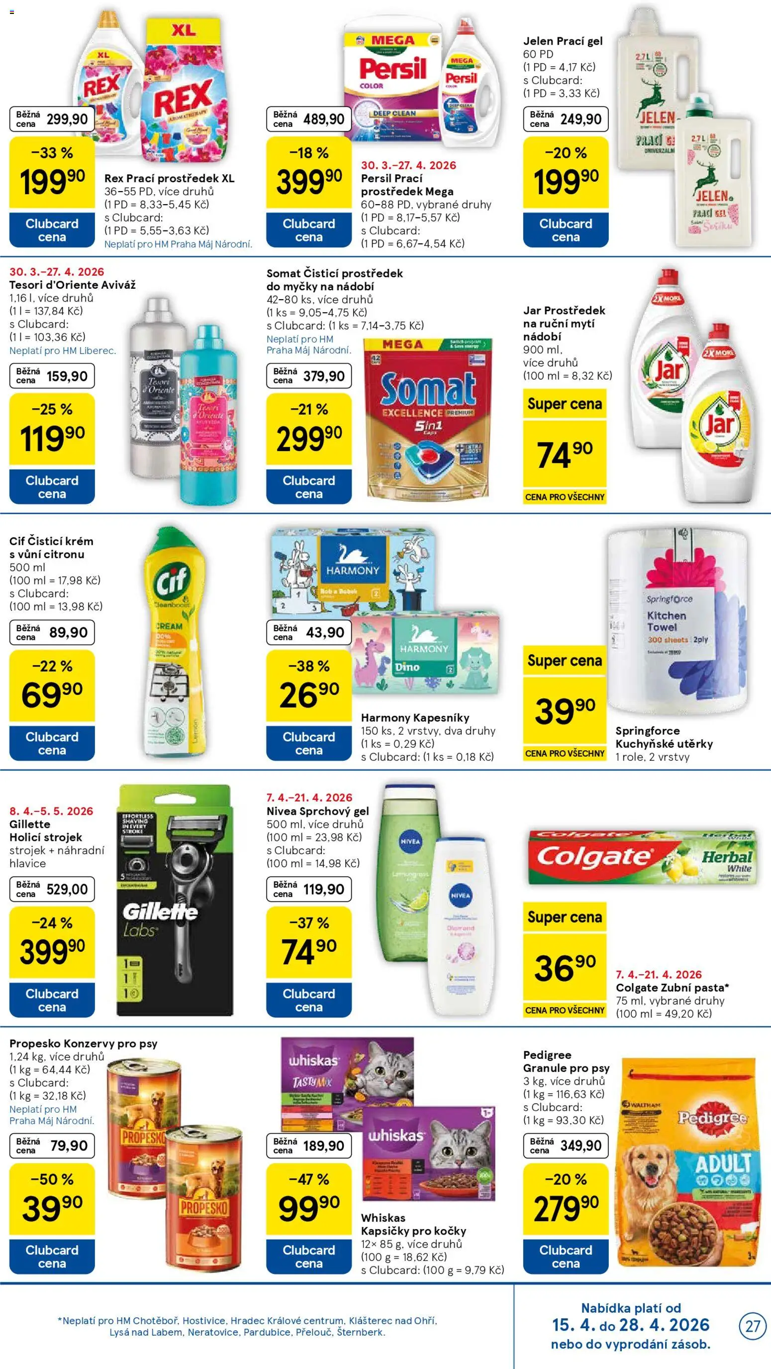 Tesco leták - Hypermarket od 15.04.2026 | Strana: 27 | Produkty: Sprchový gel, Prací gel, Pedigree, Jar