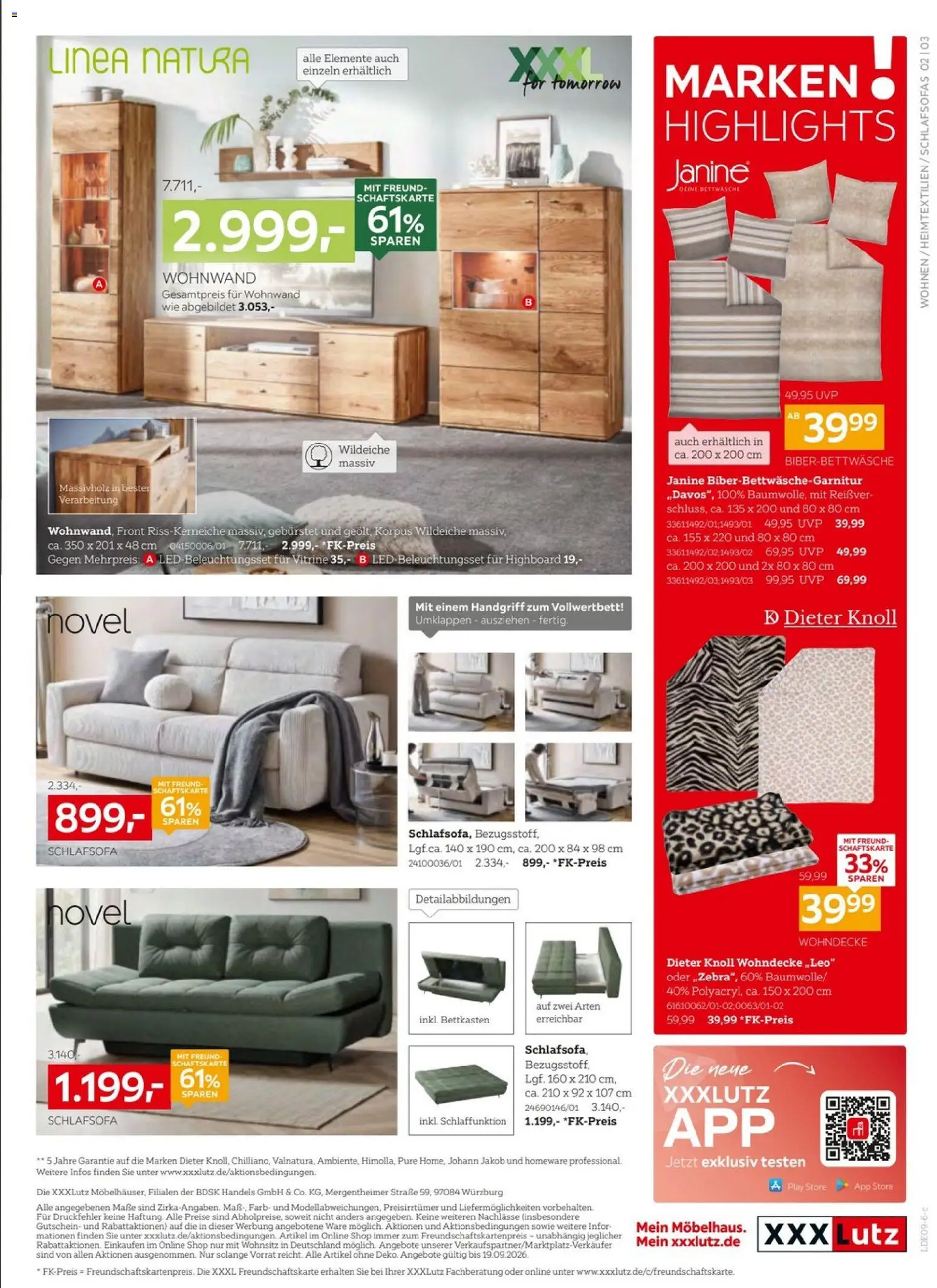 XXXLutz Prospekt – gültig ab 05.09.2026 | Seite: 3 | Produkte: Schlafsofa, Wohnwand, HIghboard, Vitrine