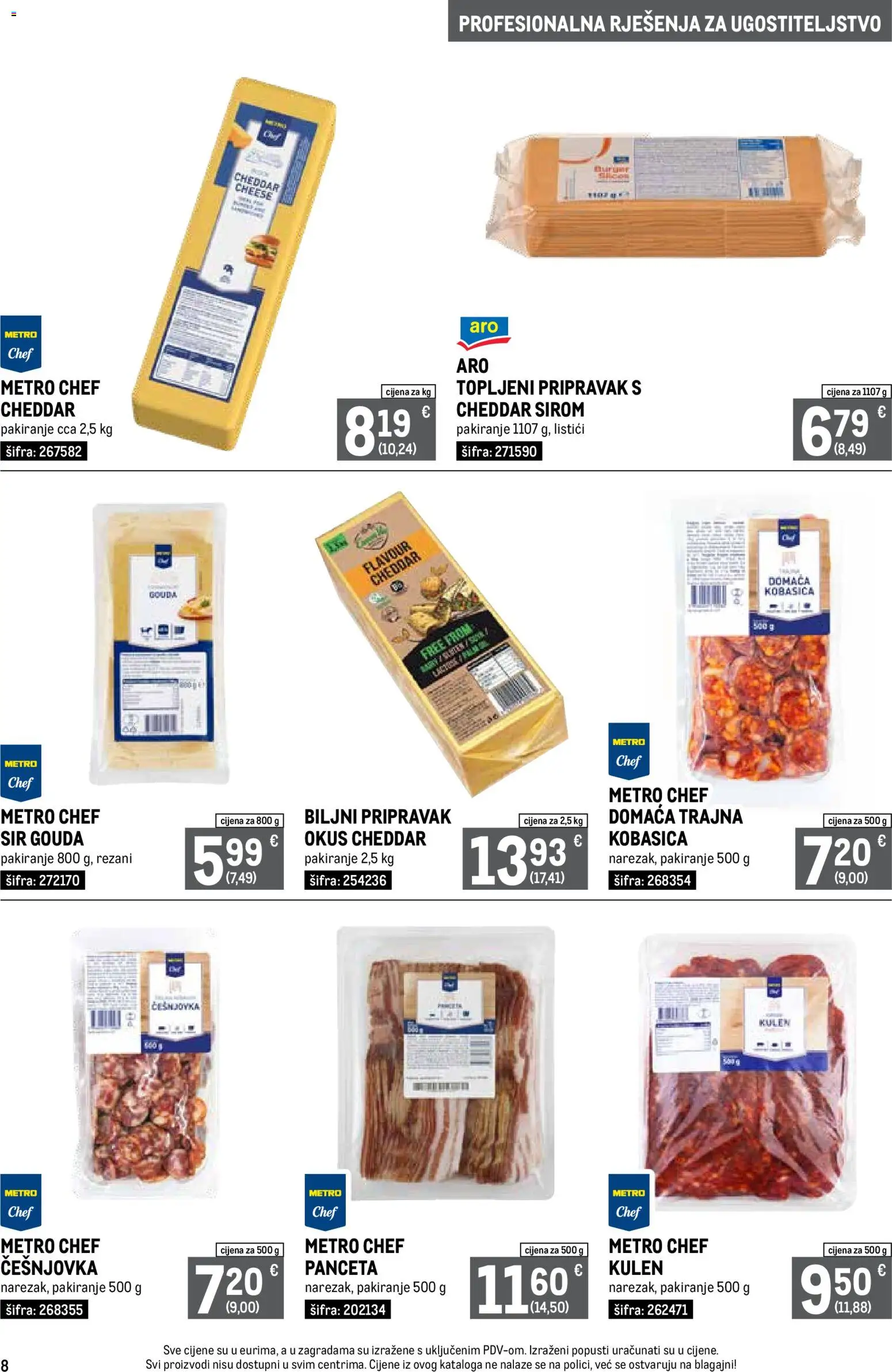 Metro katalog | vrijedi od 01.09.2026 | Stranica: 8 | Proizvodi: Domaca kobasica, Cheddar, Panceta, Gouda