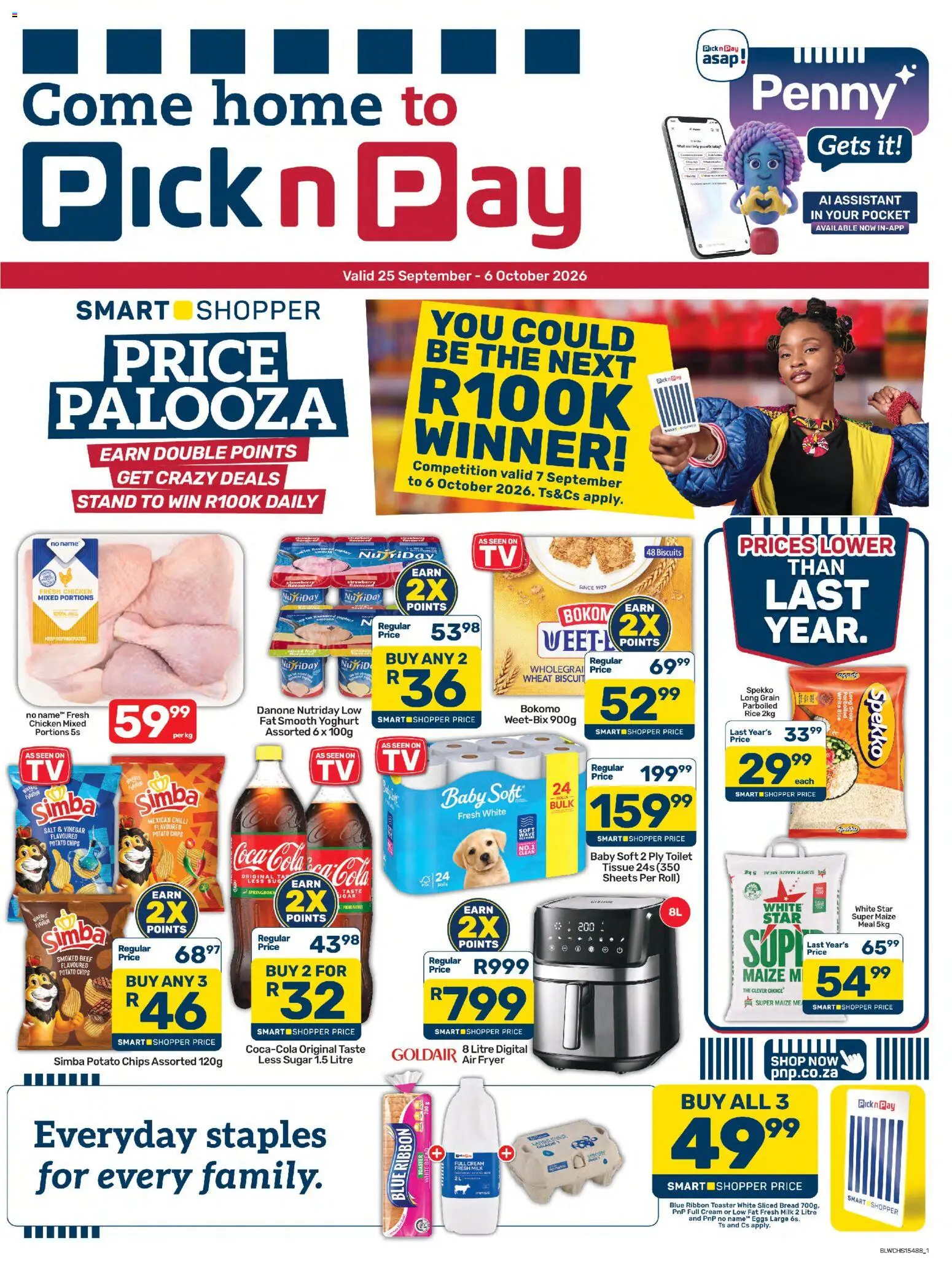 New Pick n Pay catalogue – valid from 25/09/2026 | Page: 1 | Products: Fryer, Chicken, Rice, Sugar