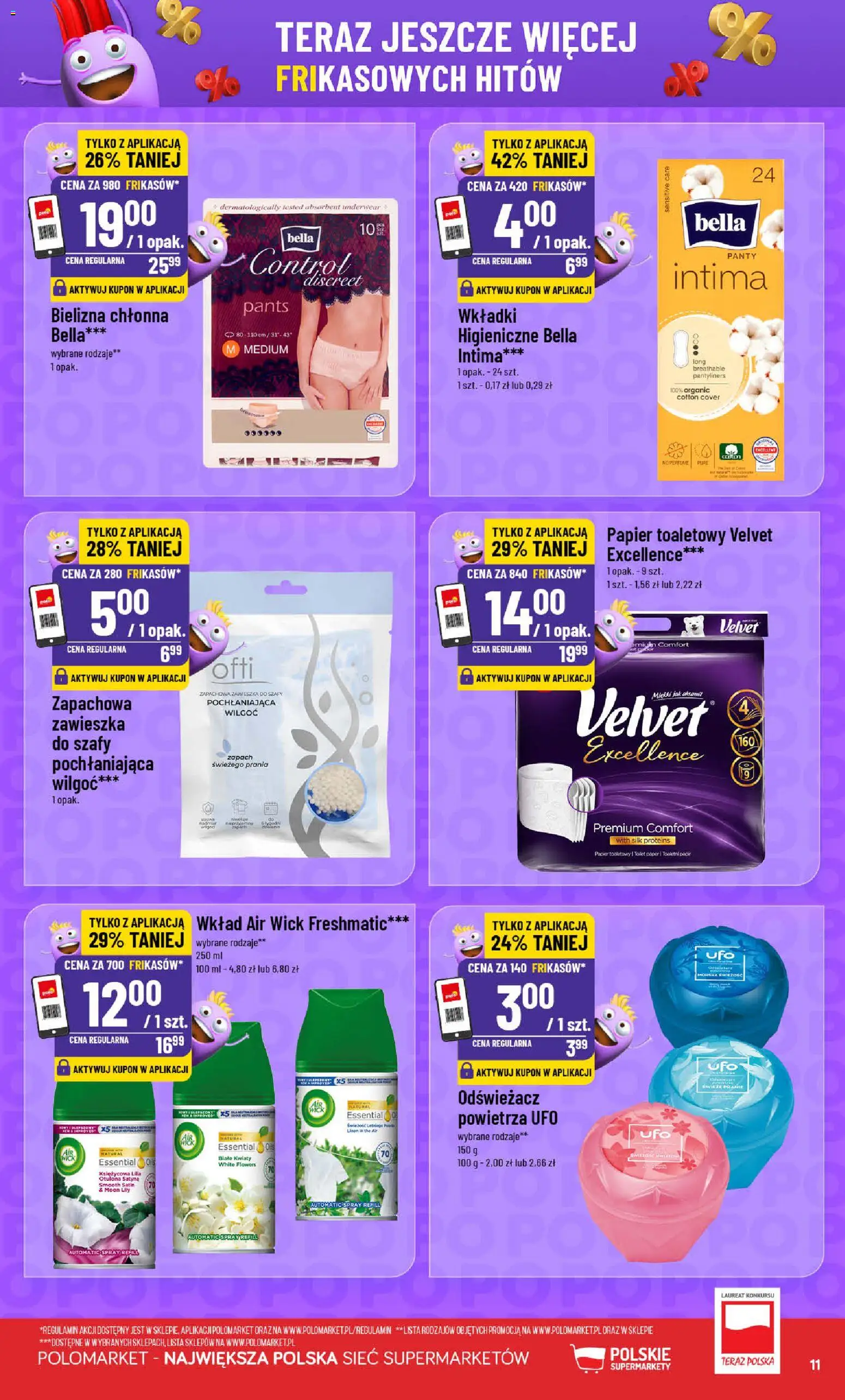POLOmarket gazetka - Frikasowe Hity od 01.07.2026 | Strona: 11 | Produkty: Odświeżacz, Bielizna, Papier toaletowy, Zapach