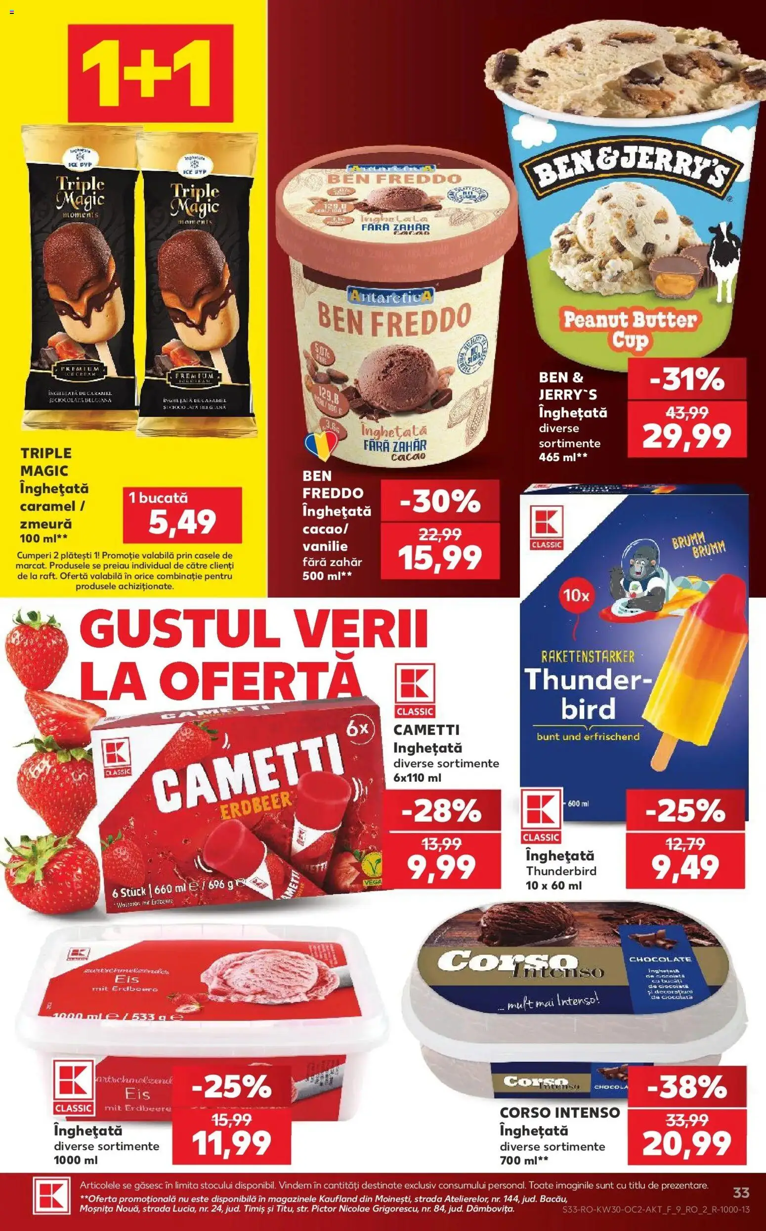 Noul catalog Kaufland – valabil de la 22.07.2026 | Pagină: 33 | Produse: Zmeură, Ciocolată, Înghețată, Zahăr