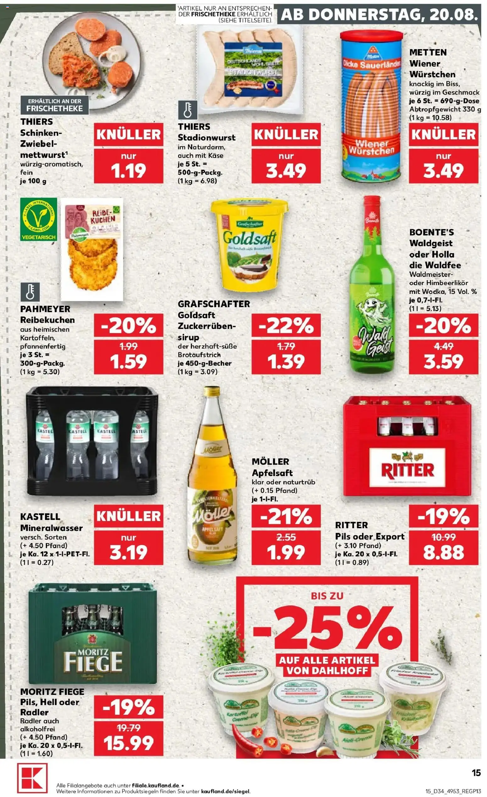 Prospekt Kaufland ab 20.08.2026 » Angebote Online zum Blättern | Seite: 15 | Produkte: Pils, Sirup, Apfelsaft, Kuchen
