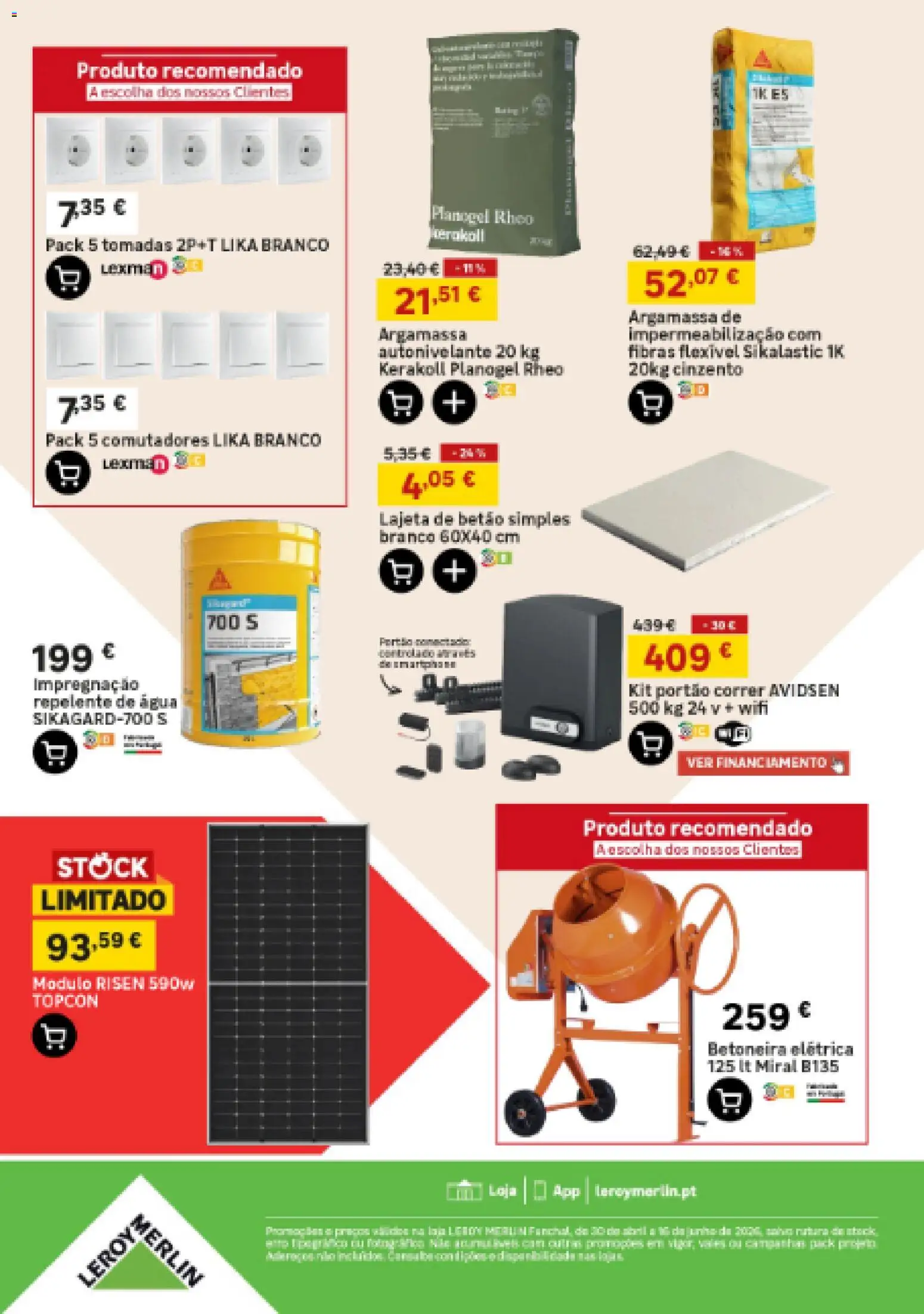 Leroy Merlin Arquipélago da Madeira │ válido de 30.04.2026 | Página: 25 | Produtos: Agua, Argamassa, Betoneira elétrica, Repelente
