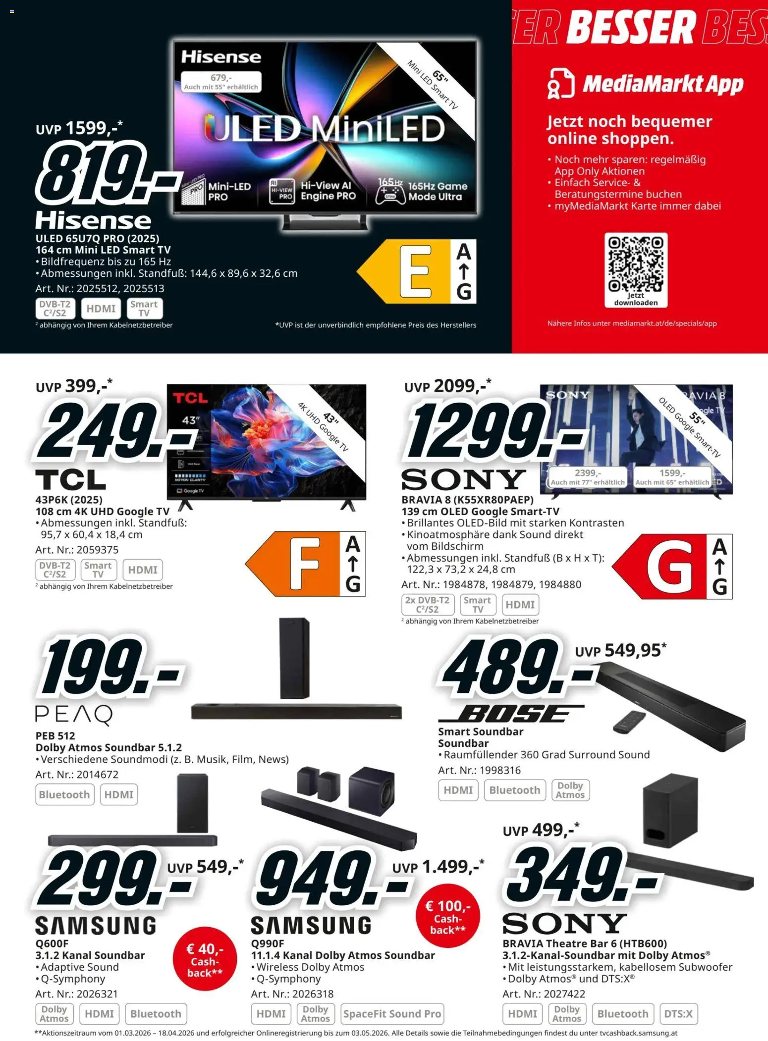 Media Markt Angebote gültig ab 22.03.2026 | Seite: 19 | Produkte: TV, Samsung
