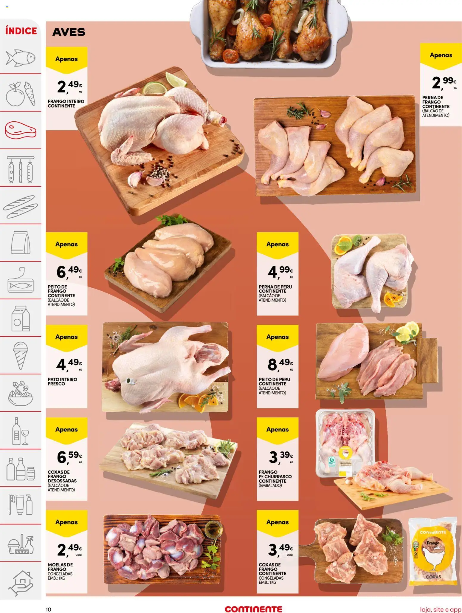 Continente folheto │ válido de 20/10/2026 | Página: 10 | Produtos: Peito de peru, Frango, Peru, Moelas