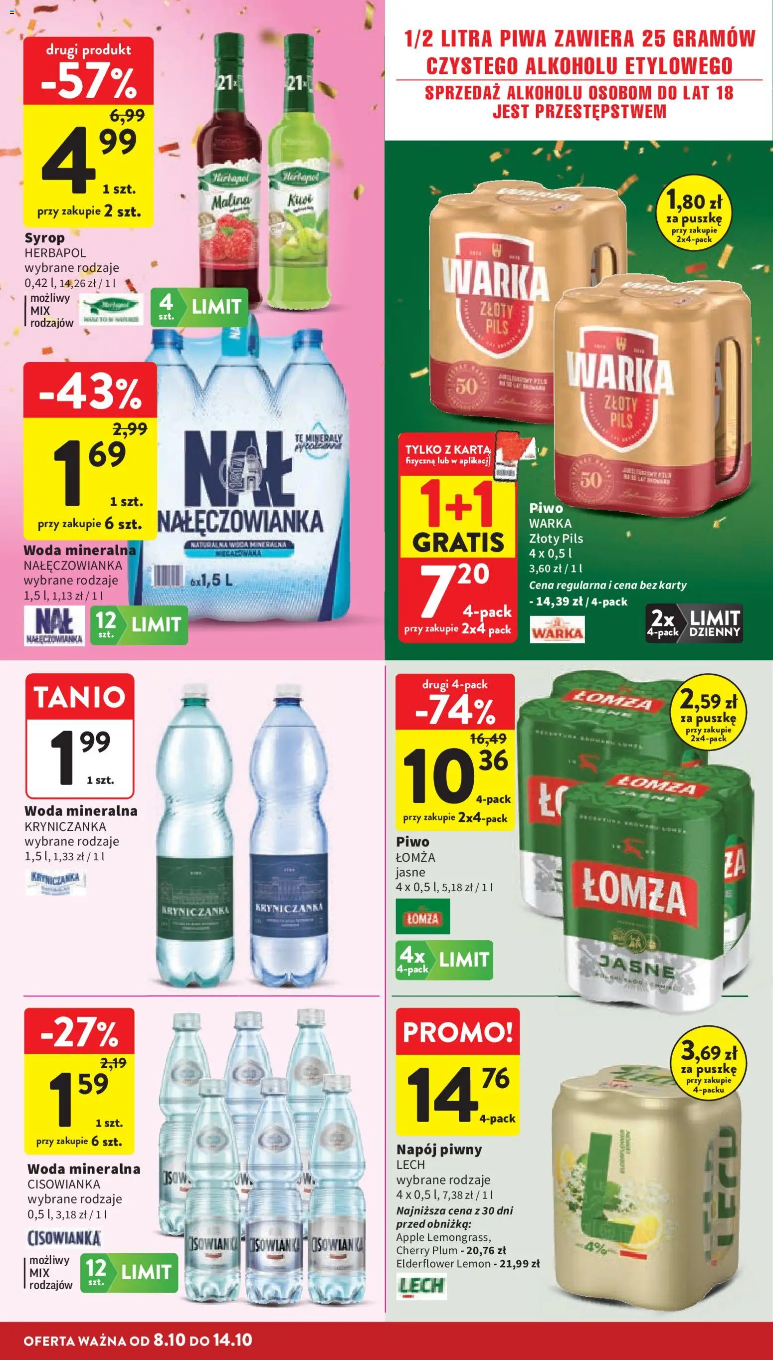 Intermarche gazetka od 08.10.2026 | Strona: 34 | Produkty: Malina, Piwo Warka, Piwo, Woda