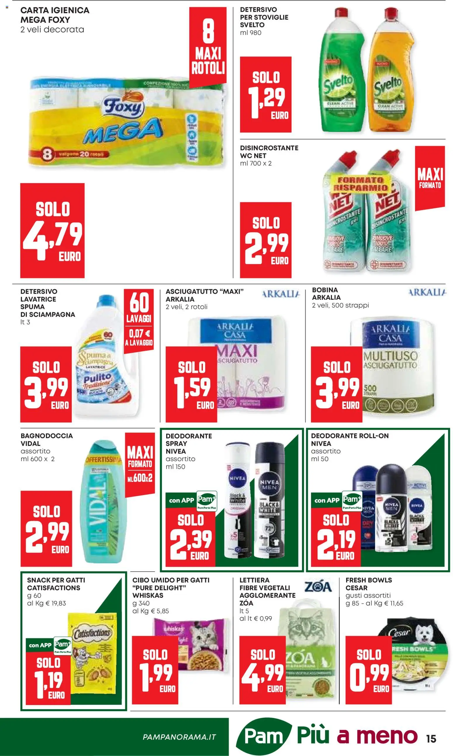 Volantino Panorama del 30/07/2026 | Pagina: 15 | Prodotti: Carta igienica, Deodorante, Lavatrice, Asciugatutto