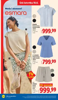 [1] ESMARA, Ženska lanena majica kratkih rukava, [1] ESMARA Women's linen t-shirt with short sleeves - pregled Lidl kataloga - važi od 18.06.2026 | Strana: 74 | Proizvode: Košulja, Majica kratkih rukava