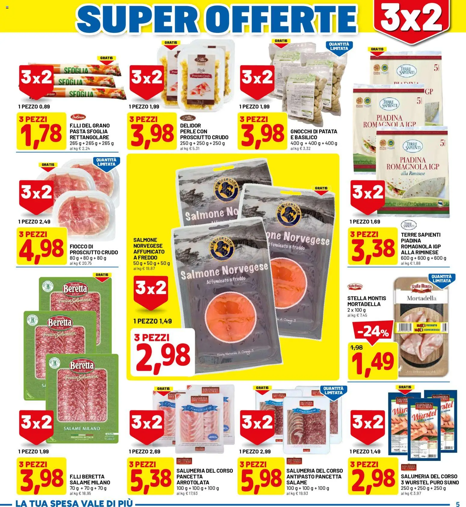 Volantino D Più del 08.06.2026 | Pagina: 5 | Prodotti: Salame, Pasta sfoglia, Pancetta, Wurstel