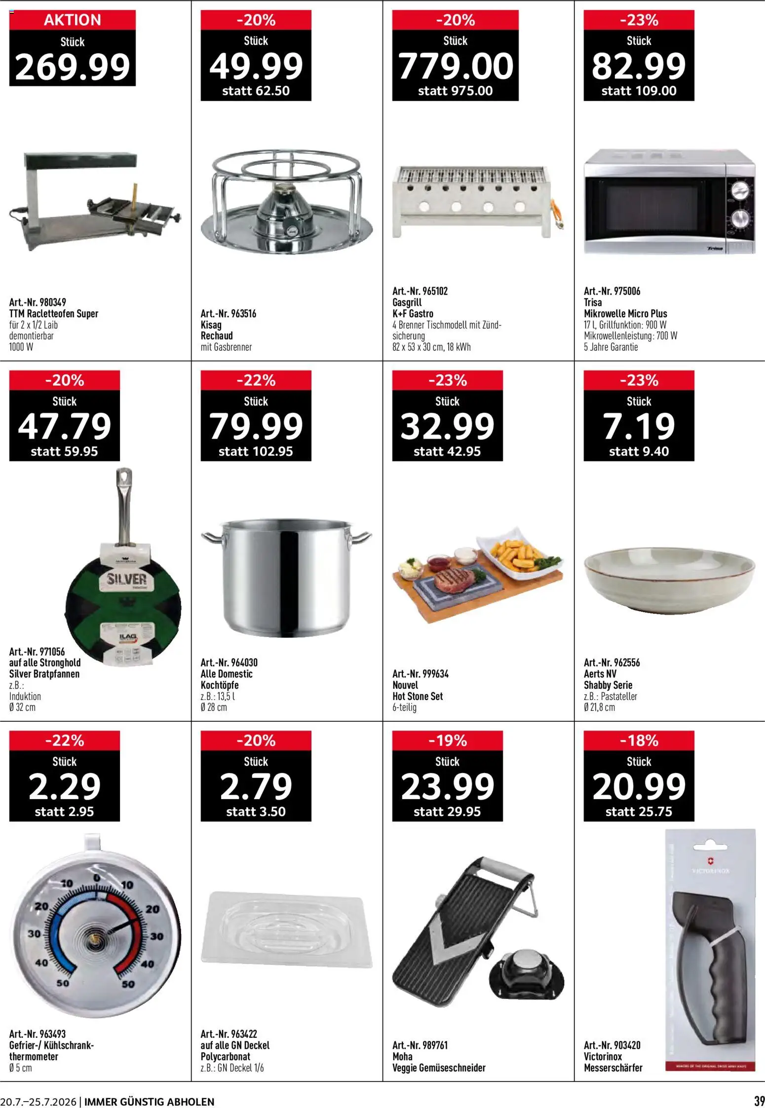 Prodega aktionen – gültig ab 20.07.2026 | Seite: 39 | Produkte: Kühlschrank, Mikrowelle, Thermometer