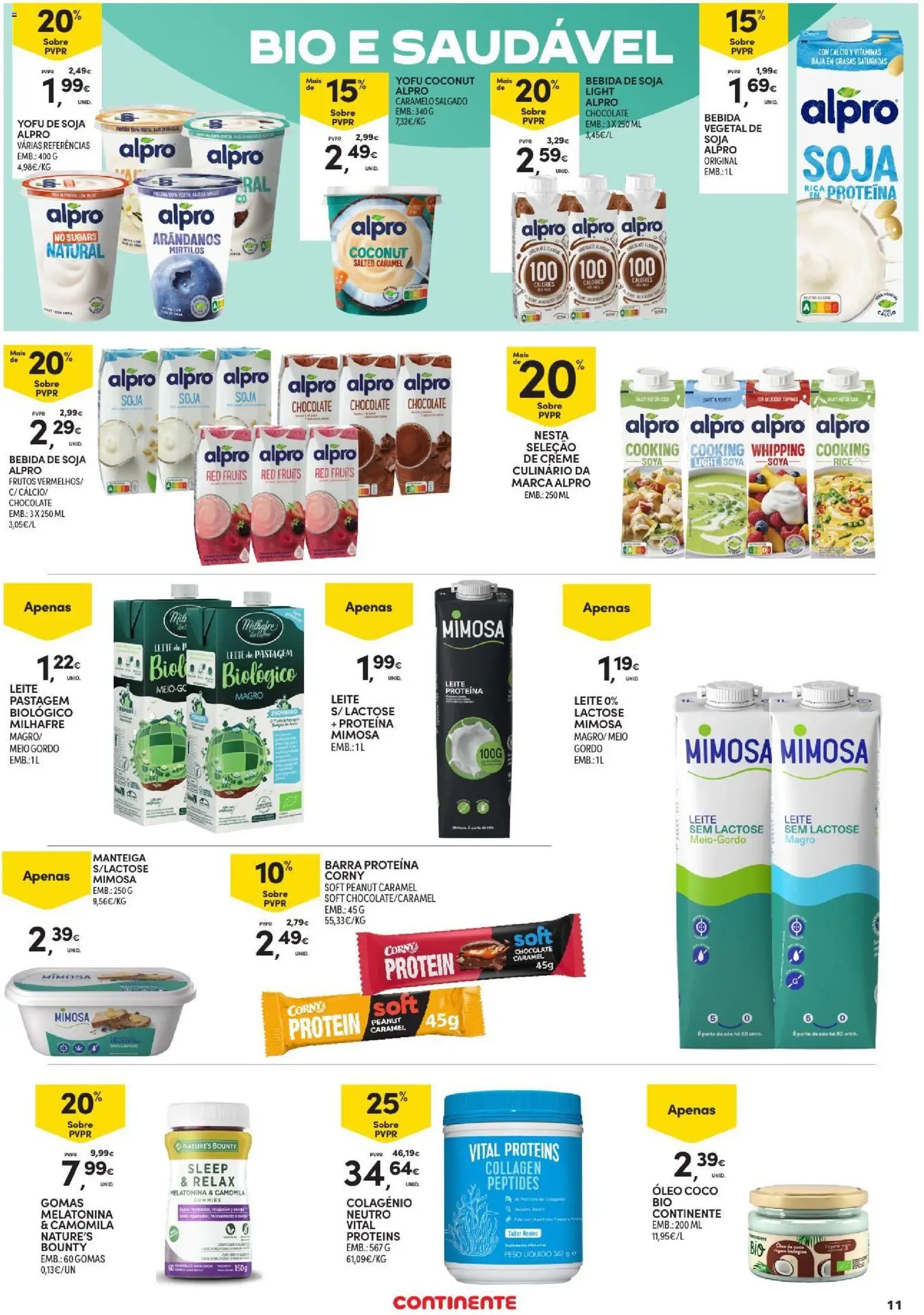 Continente - Açores Folheto Quinzenal │ válido de 23/07/2026 | Página: 11 | Produtos: Soja, Leite proteina, Manteiga, Óleo