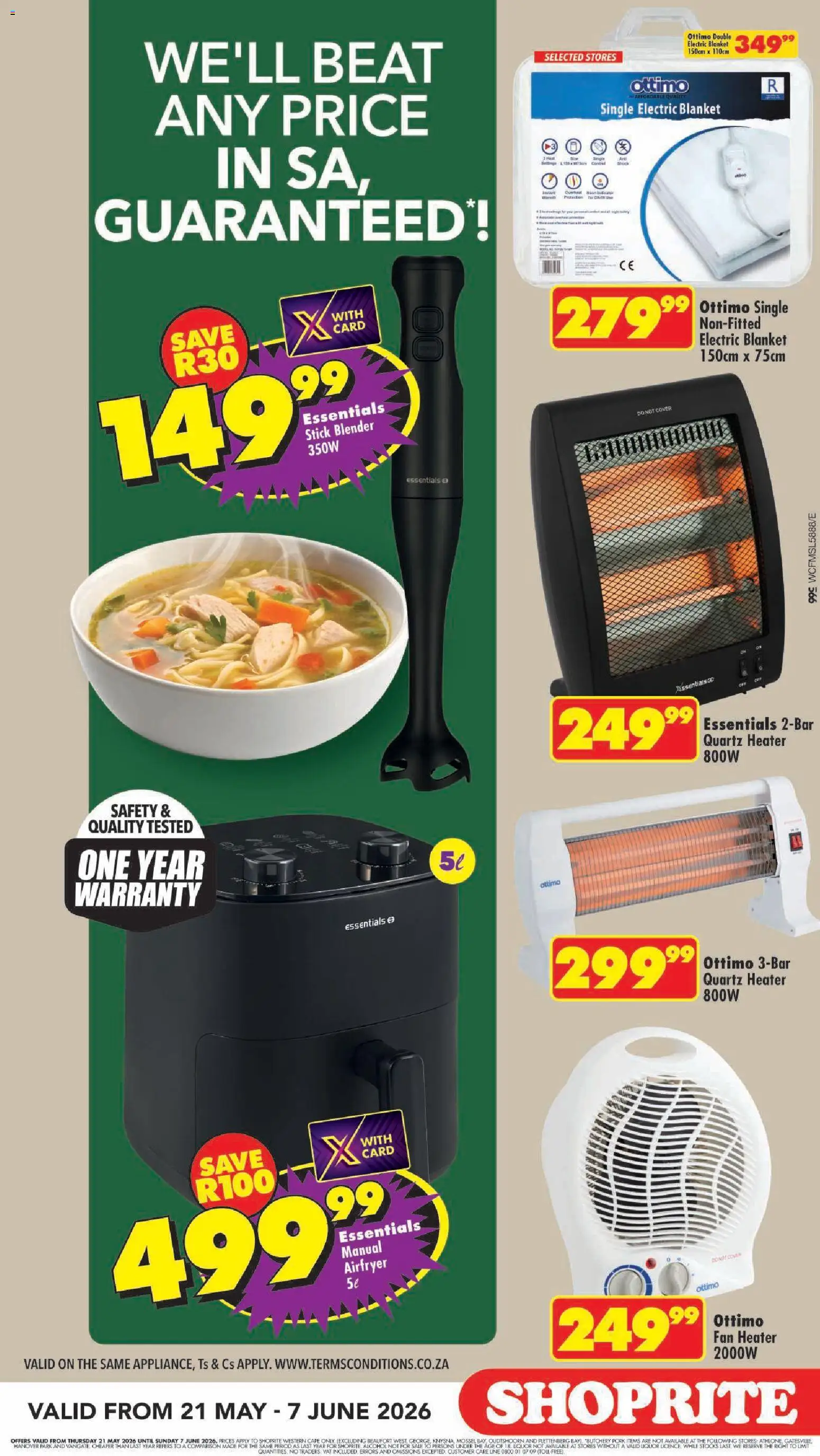 New Shoprite catalogue – valid from 21.05.2026 | Page: 8 | Products: Cover, Fan, Blanket, Heater