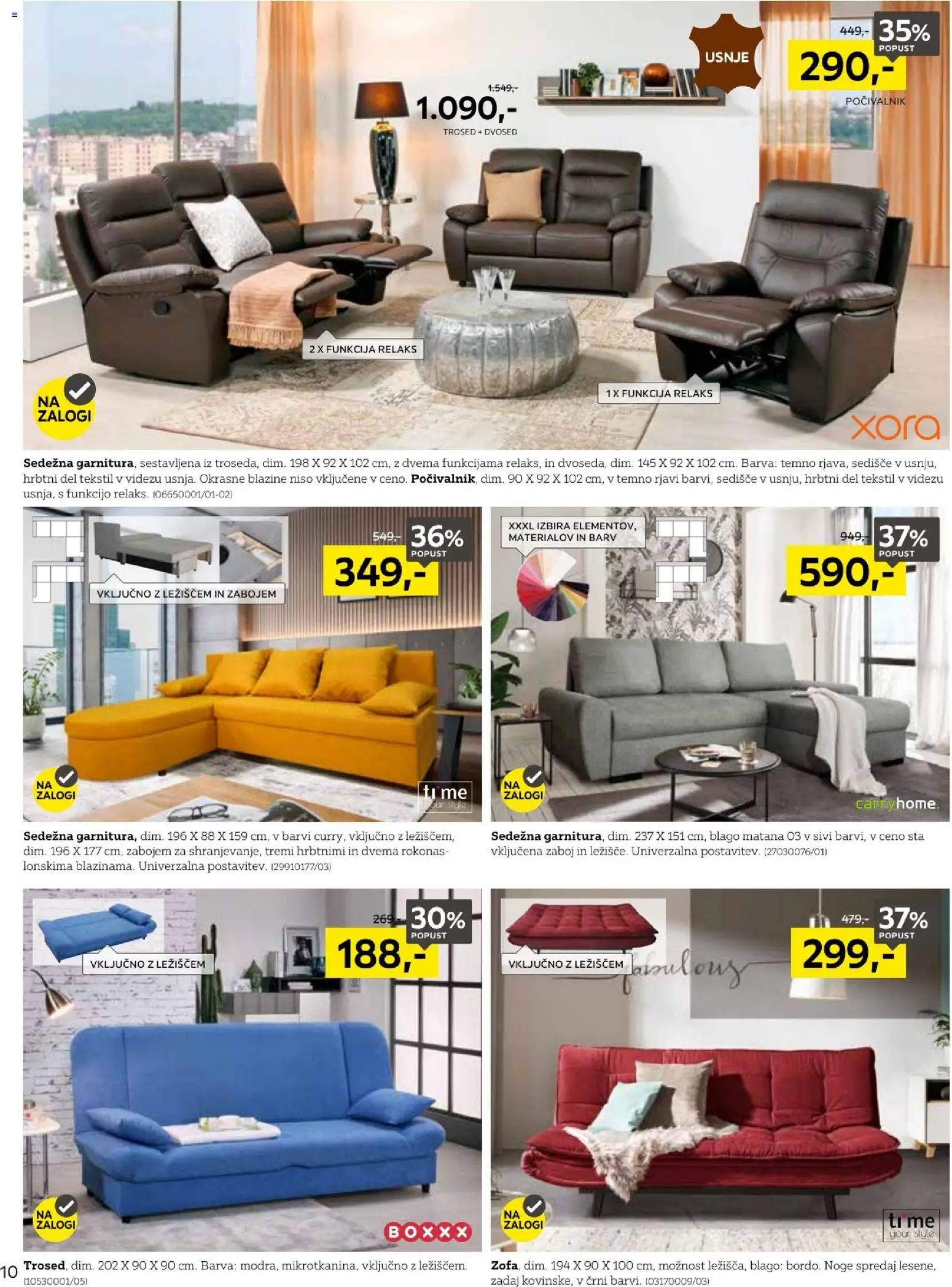 Novi XXXL Lesnina katalog ponudbe – veljaven od 18.08.2026 | Stran: 10 | Izdelki: Trosed, Dvosed, Zaboj, Barva