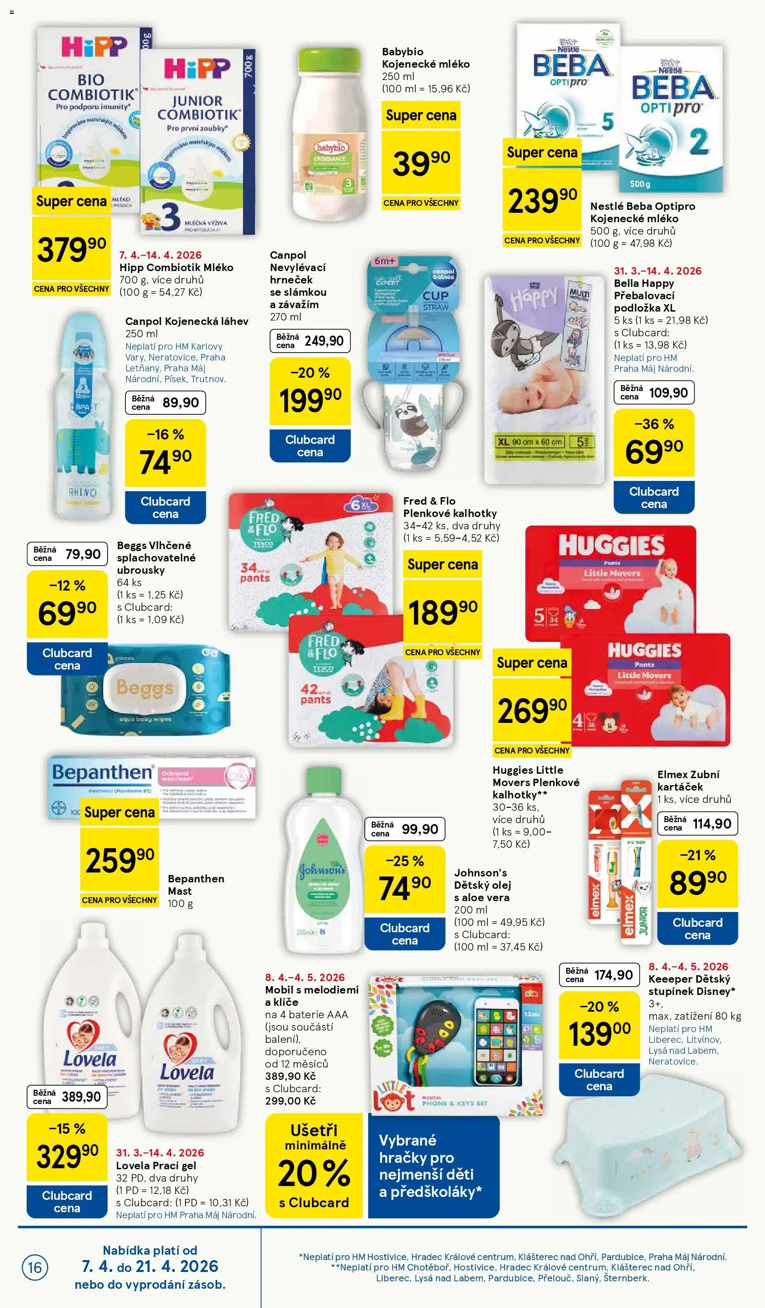 Tesco leták - Hypermarket od 07.04.2026 | Strana: 16 | Produkty: Olej, Aloe vera, Baterie, Panthenol