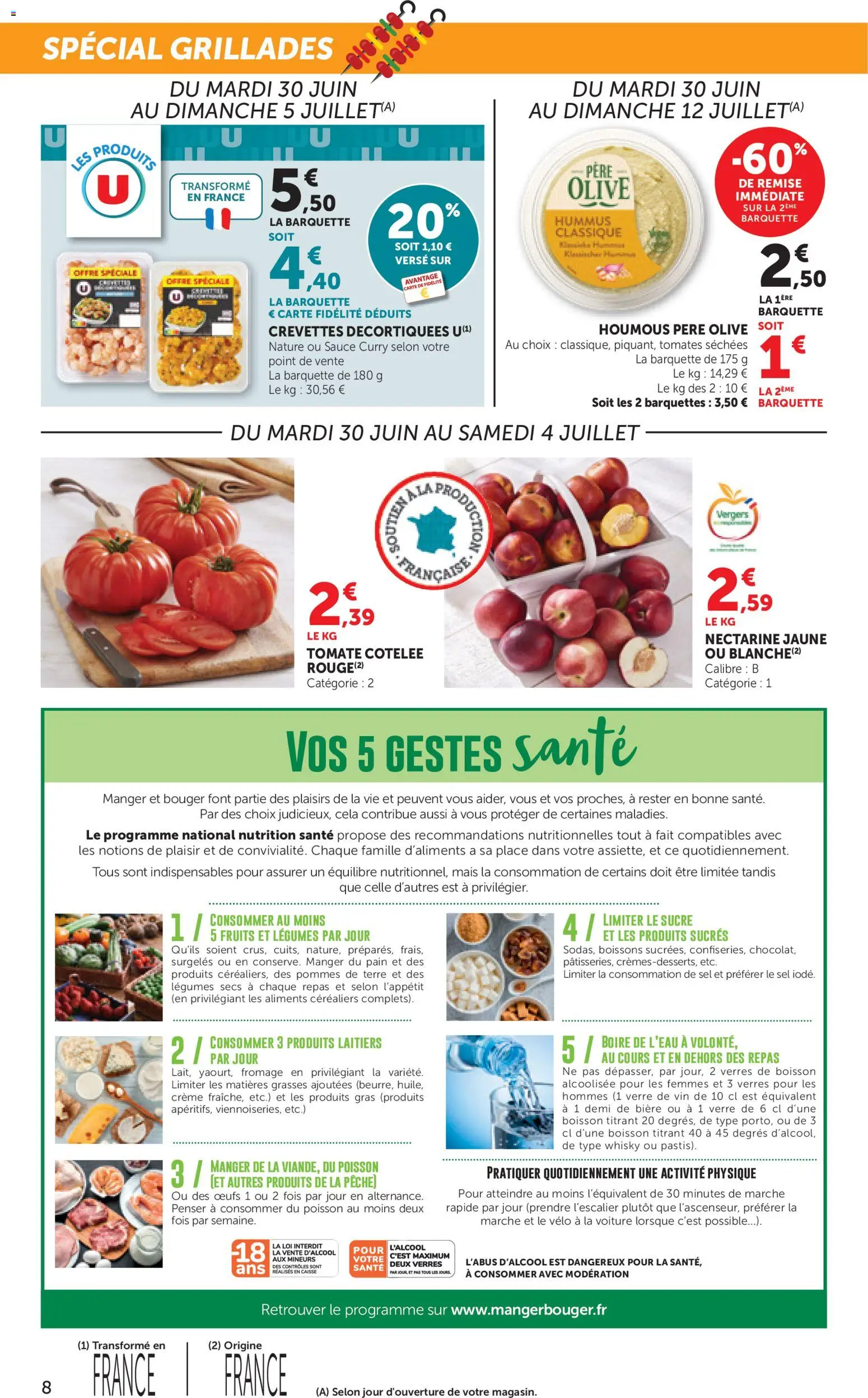 {H1} | Page: 8 | Produits: Nectarine, Tomates séchées, Tomates, Pommes de terre