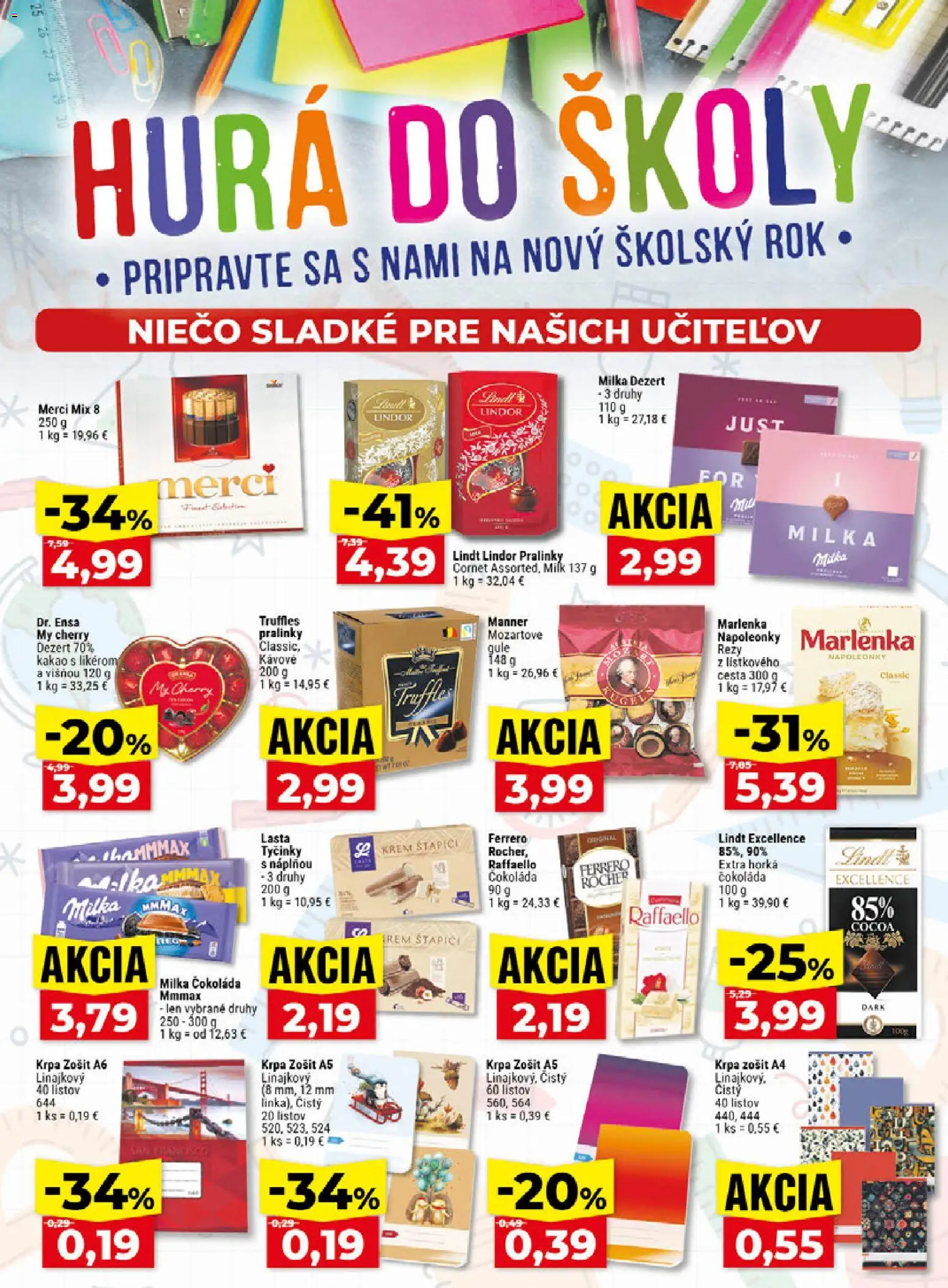 Nové Klas akcie – leták je platný od 24.08.2026 | Strana: 17 | Produkty: Lindt, Merci, Čokoláda, Ferrero Rocher