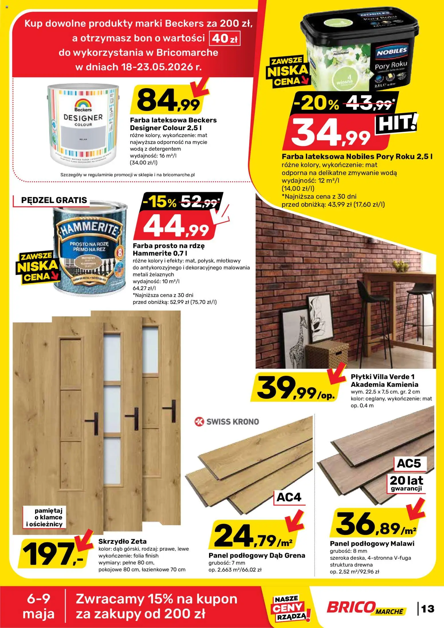 Brico Marché gazetka od 06.05.2026 | Strona: 13 | Produkty: Pędzel, Finish, Woda