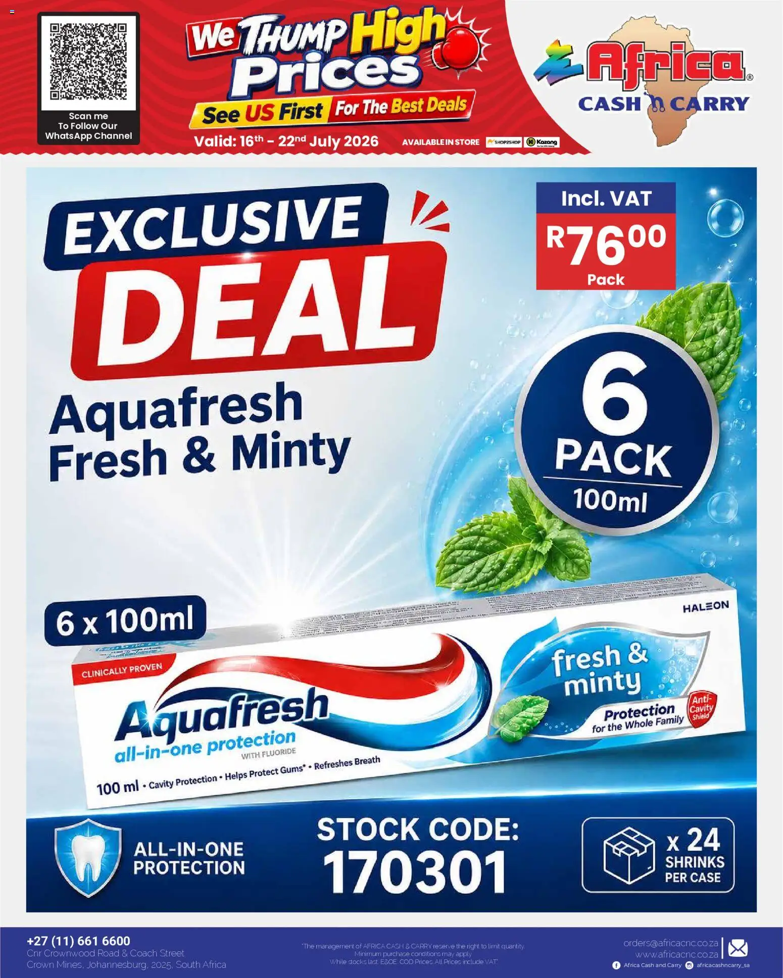 New Africa Cash & Carry catalogue – valid from 16/07/2026 | Page: 16 | Products: Case, Stock