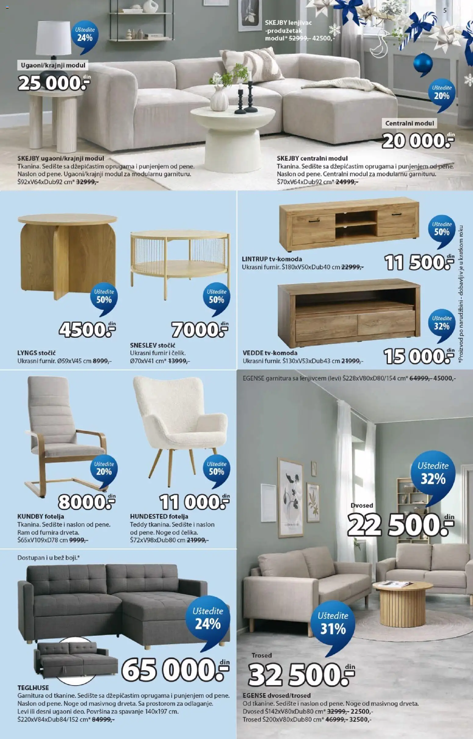 Jysk katalog - važi od 14.10.2026 | Strana: 5 | Proizvode: Sofa, Fotelja, Trosed, Dvosed