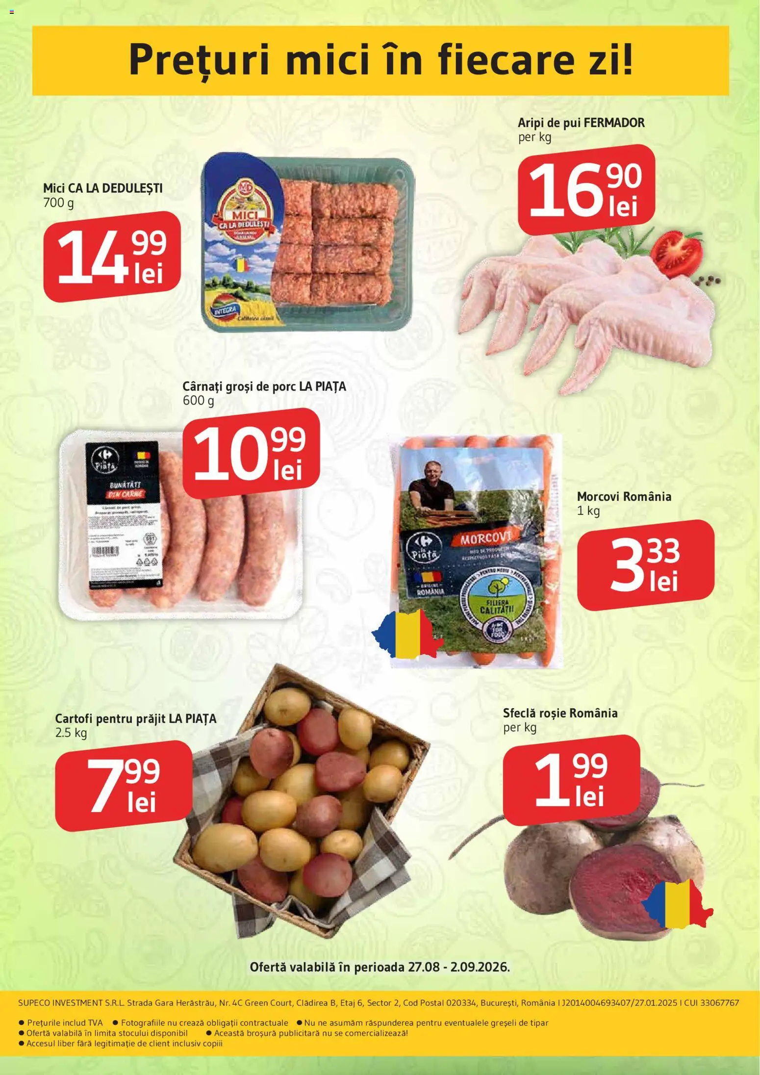 Noul catalog Supeco – valabil de la 27.08.2026 | Pagină: 2 | Produse: Pui, Mici, Morcovi, Cartofi