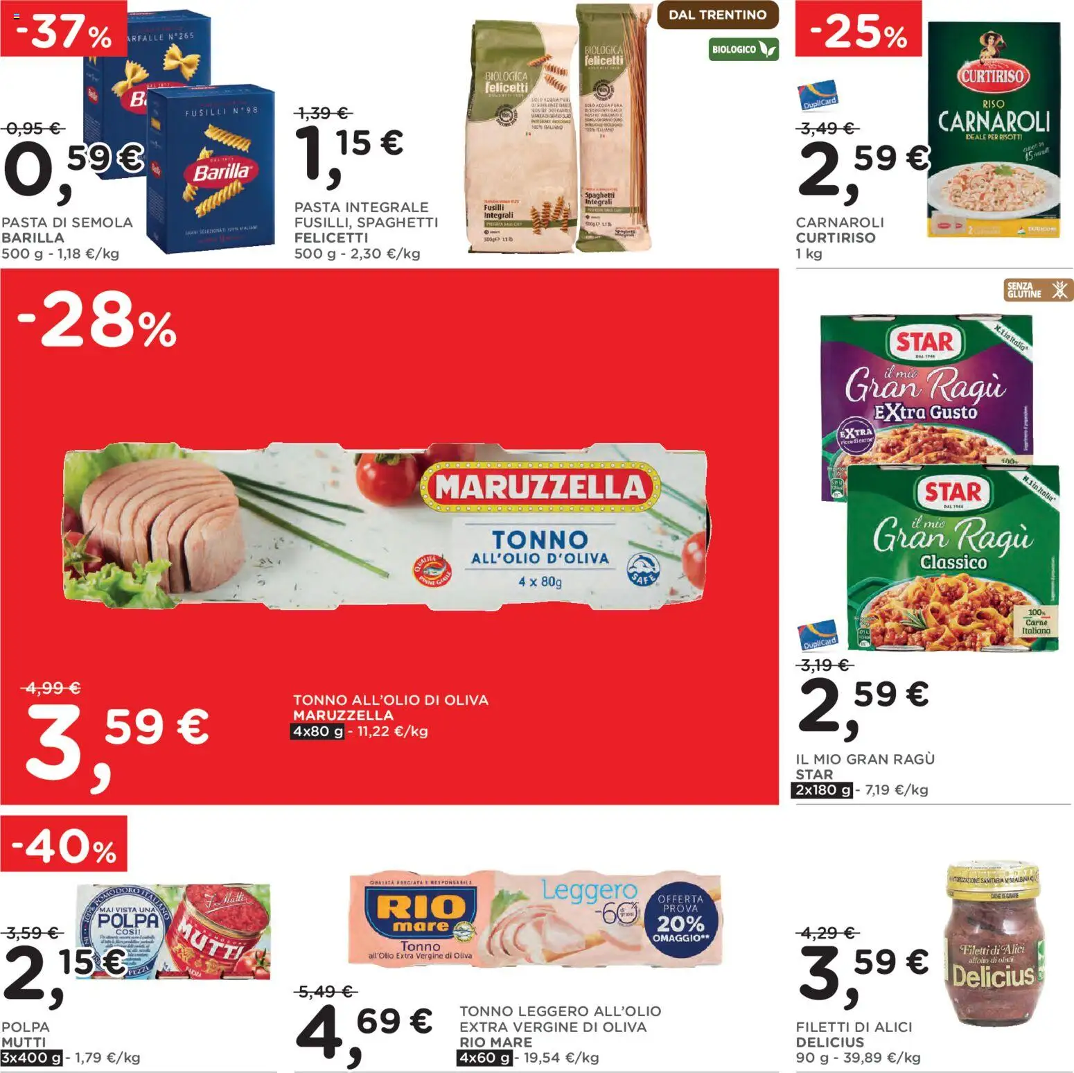 Volantino Poli del 28/10/2026 | Pagina: 20 | Prodotti: Senza glutine, Riso, Tonno, Fusilli