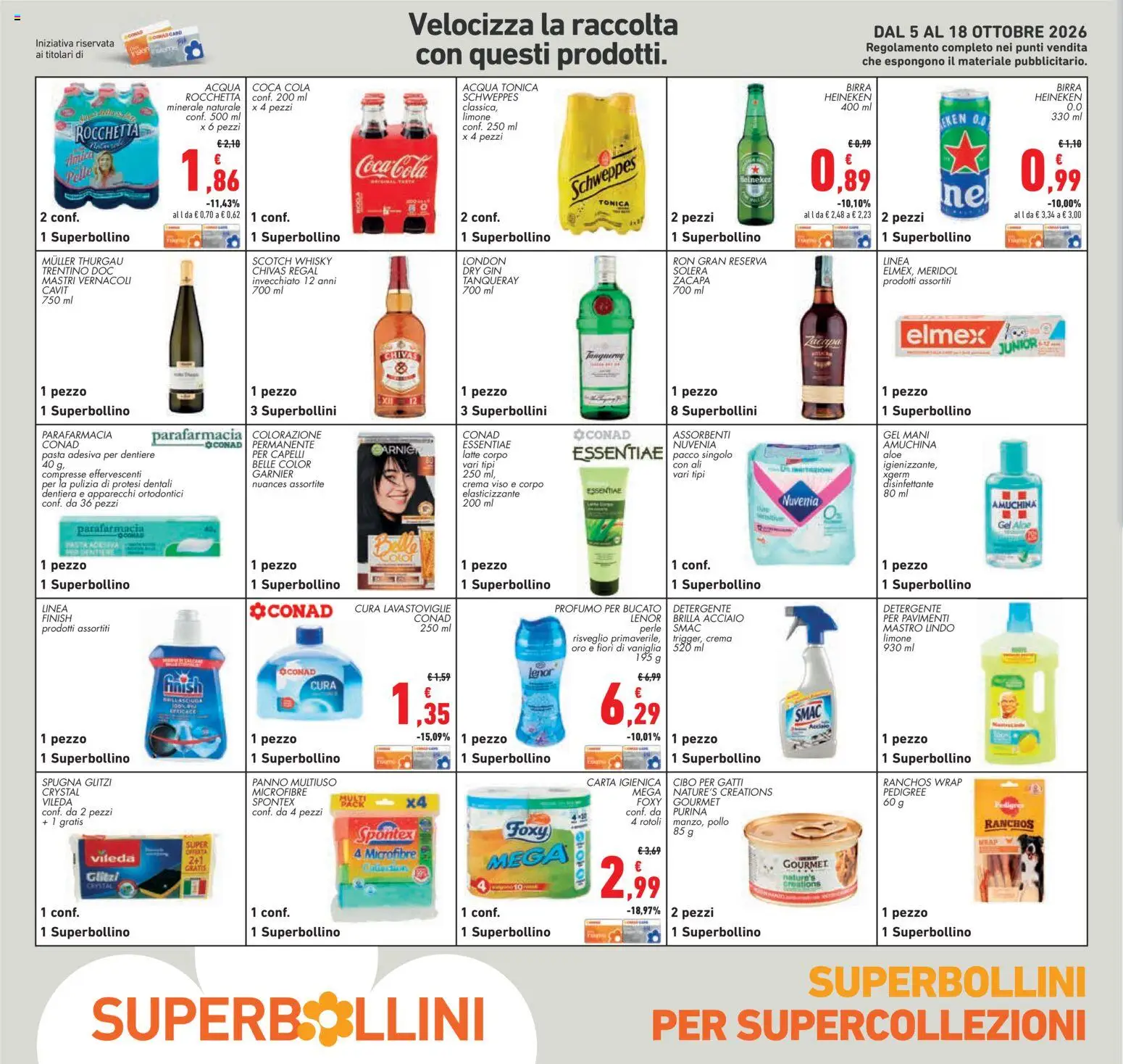 Volantino Conad del 08/10/2026 | Pagina: 22 | Prodotti: Spugna, Vaniglia, Assorbenti, Heineken