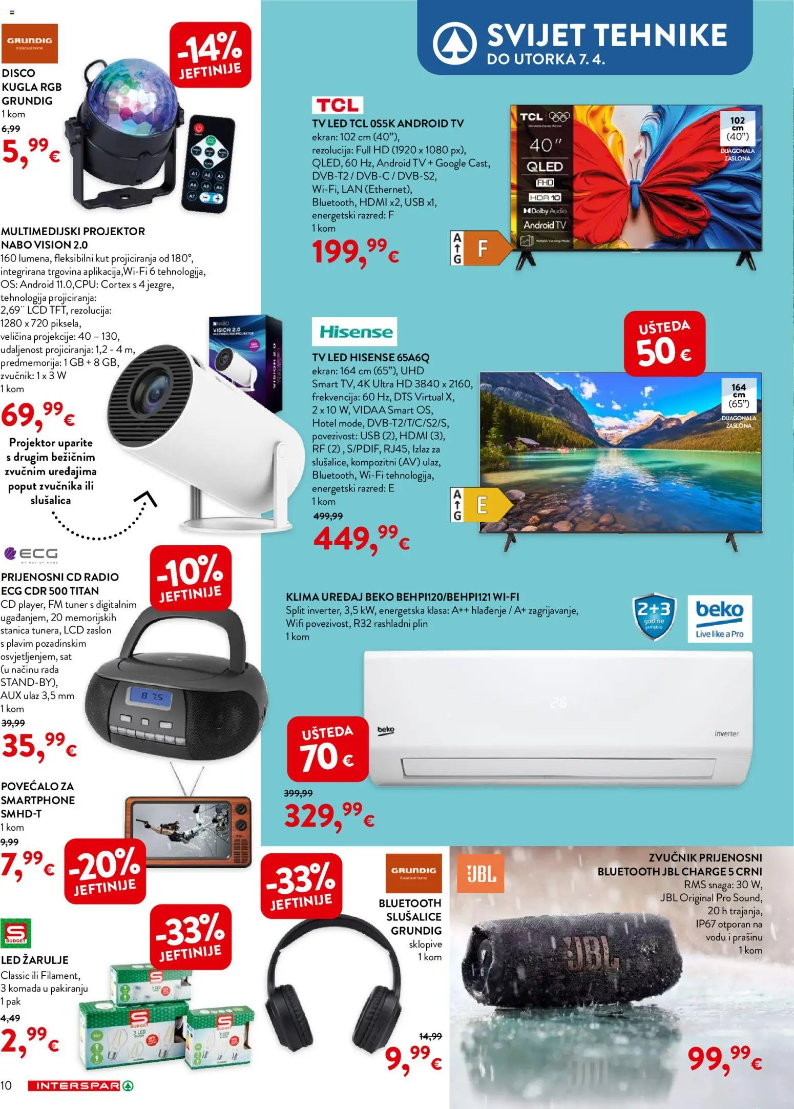 Interspar katalog | vrijedi od 04.03.2026 | Stranica: 10 | Proizvodi: Klima uređaj, Sat, Audio, Zvučnik