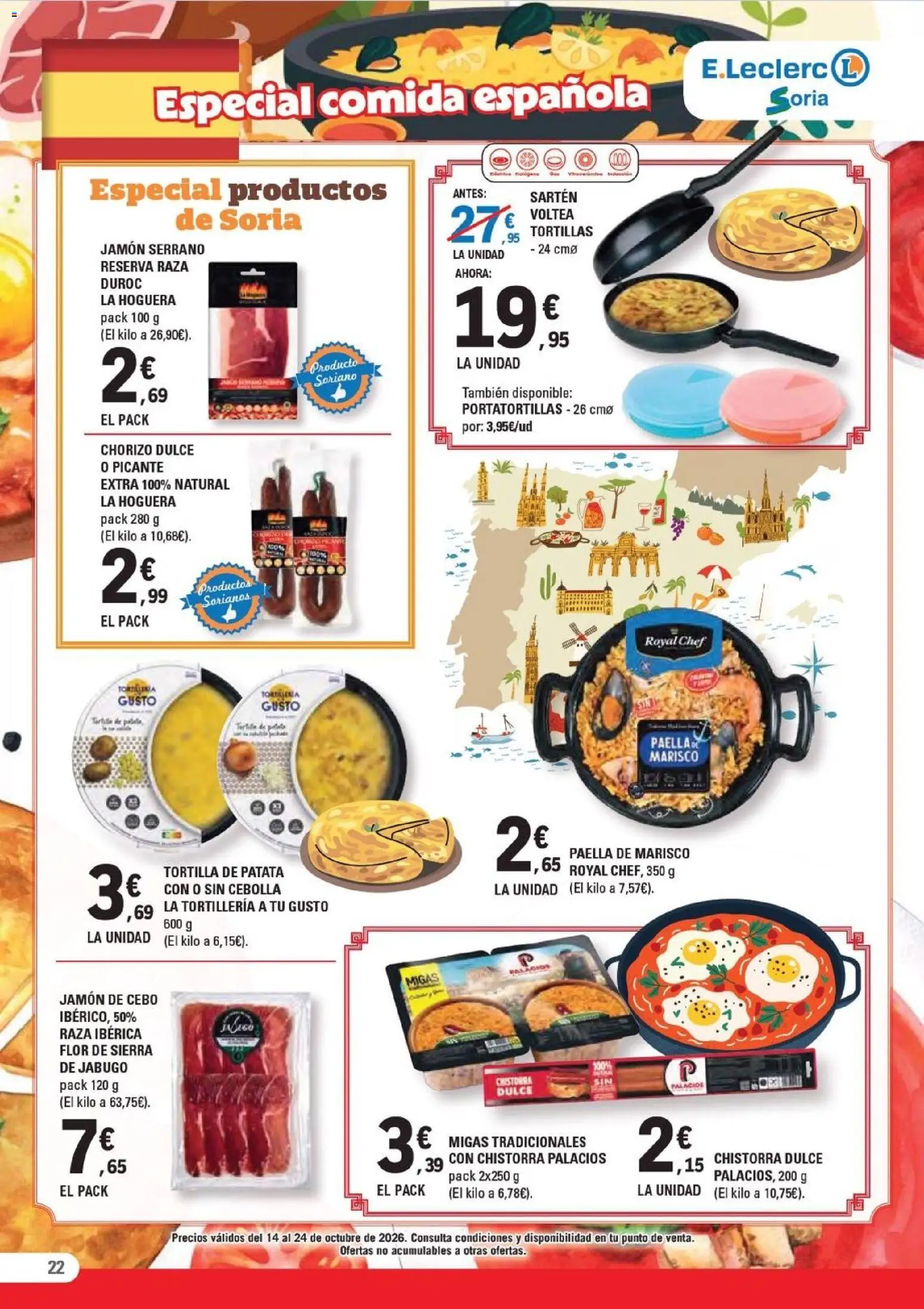 E.Leclerc - Soria │ válido desde el 14/10/2026 | Página: 22 | Productos: Jamón serrano, Tortillas, Jamón, Cebolla