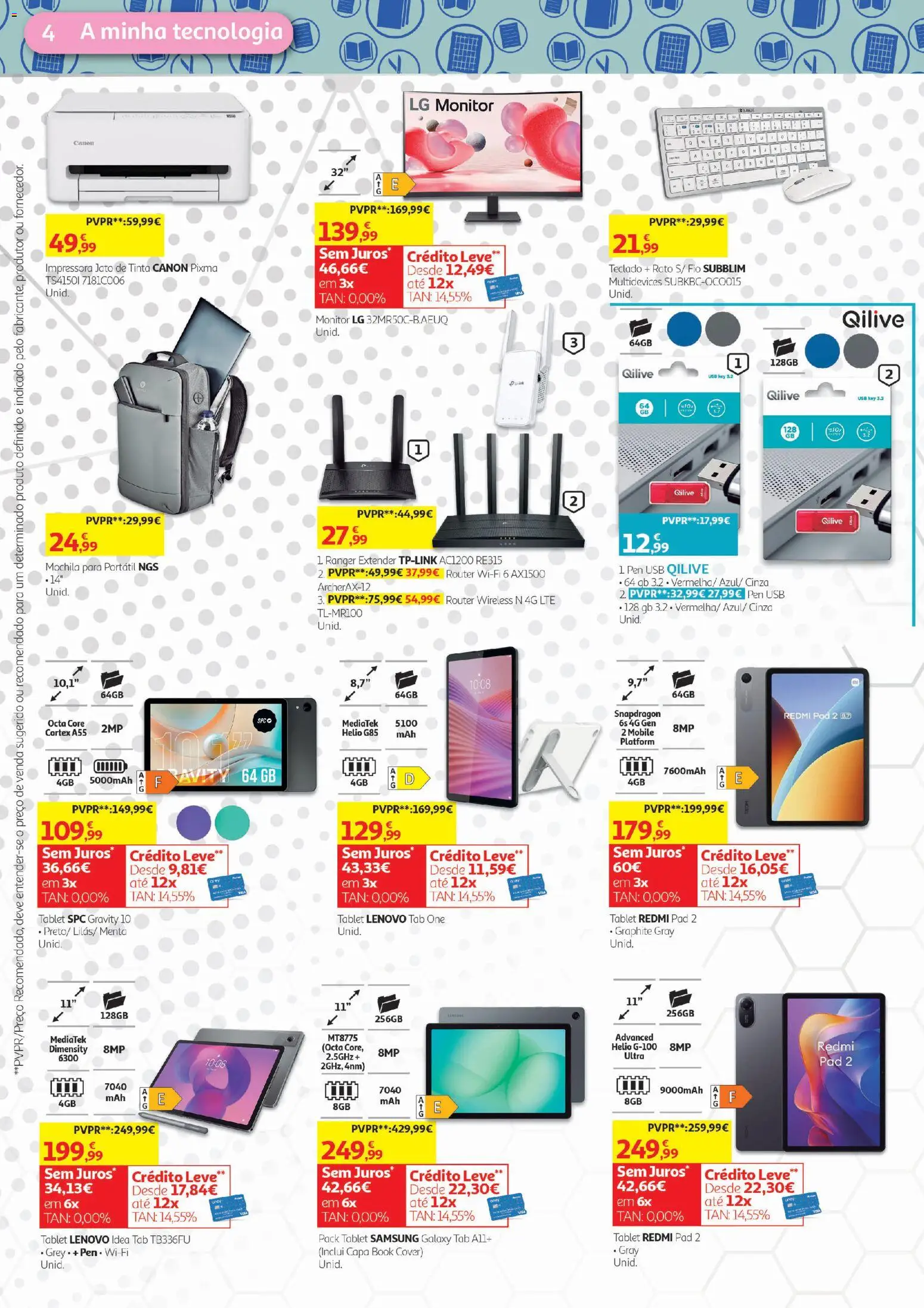 Auchan - Tecno Escolar │ válido de 19/08/2026 | Página: 4 | Produtos: Mochila, Impressora, USB, Tablet