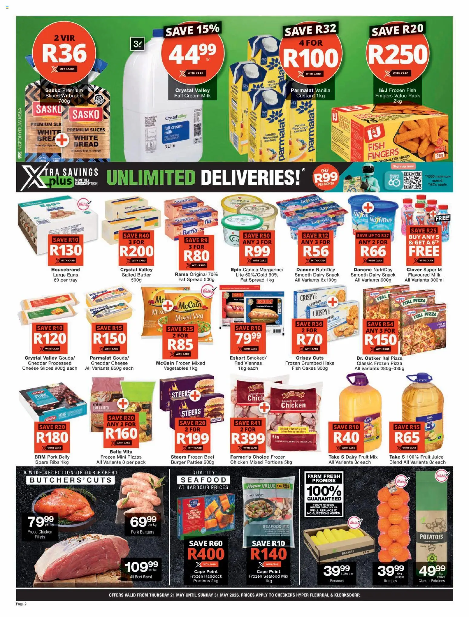 New Checkers catalogue – valid from 21.05.2026 | Page: 2 | Products: Ribs, Eggs, Chicken, Cream