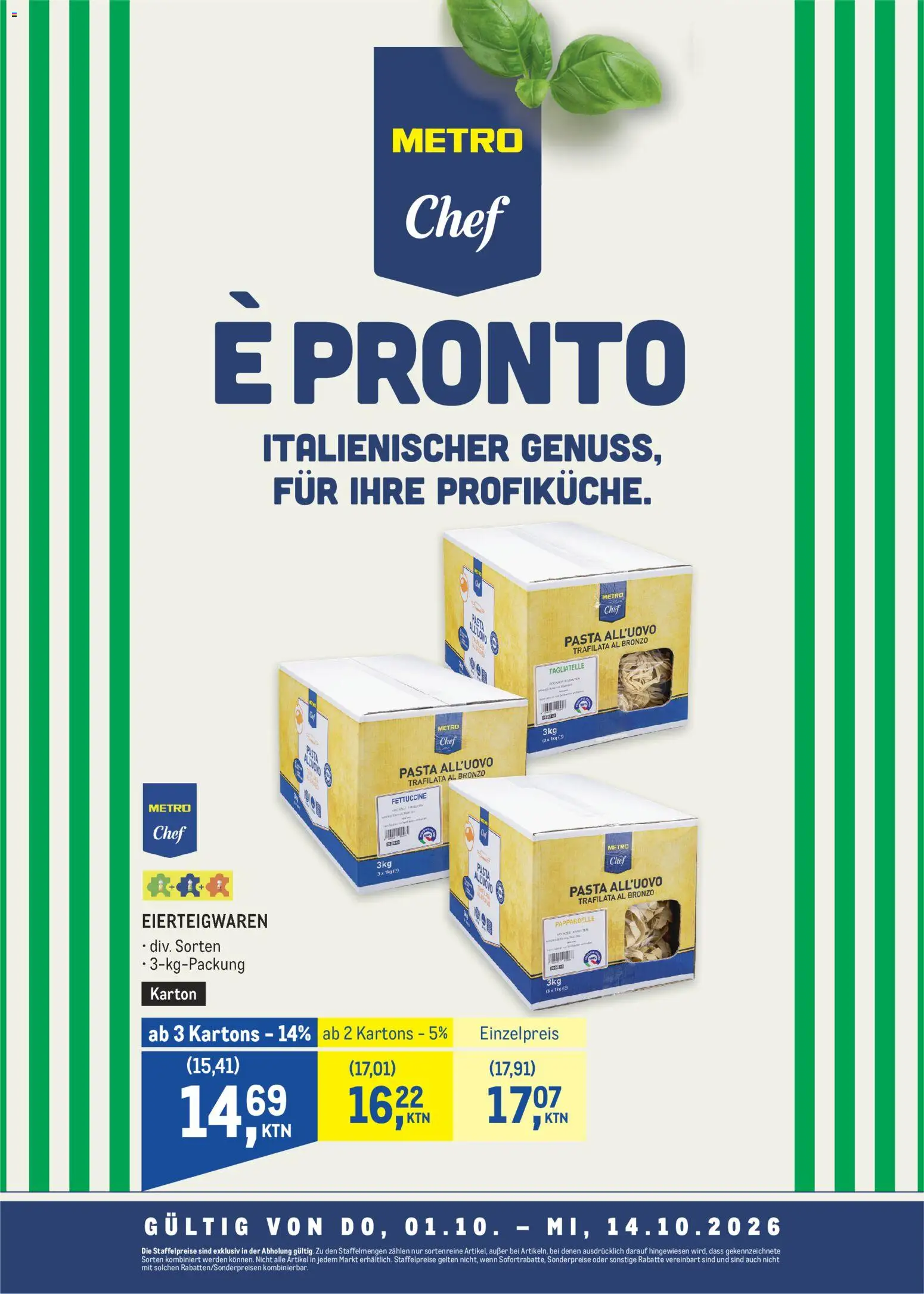 Metro angebote Chef Taglierini No 4 gültig ab 01.10.2026 | Seite: 1 | Produkte: Pasta